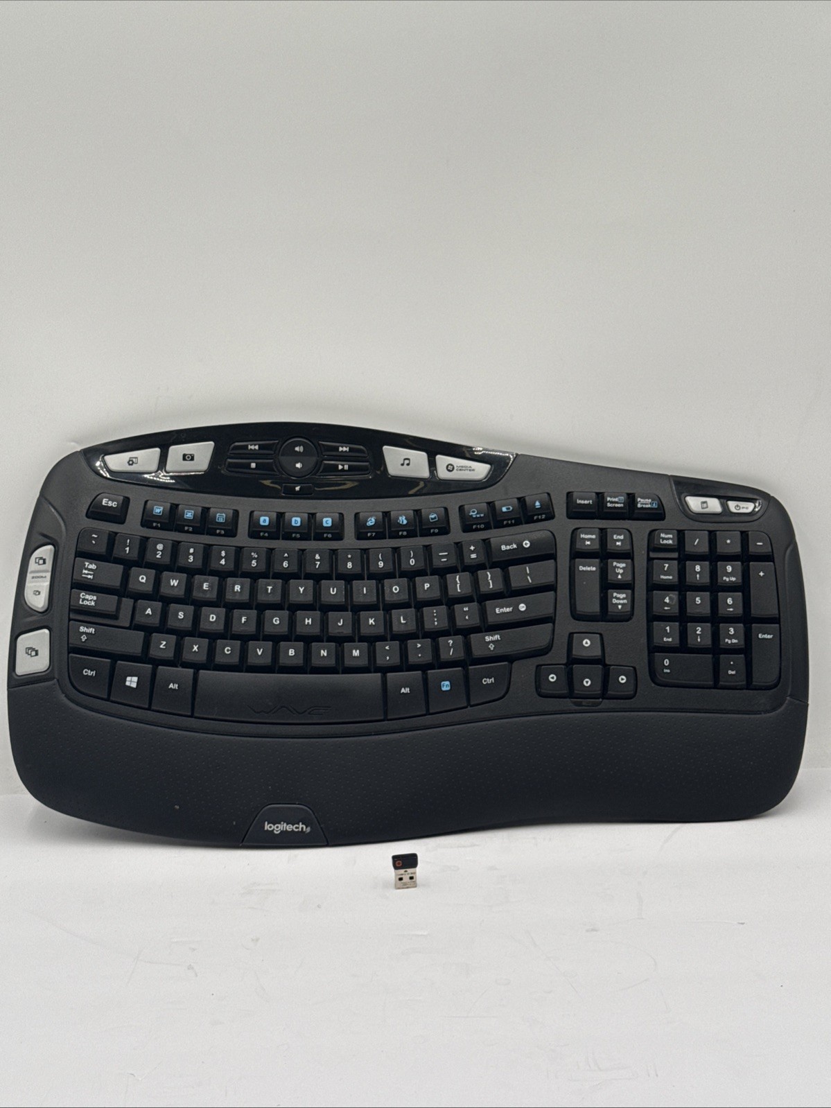 Logitech K350 Wireless Wave Ergonomic Keyboard, Unifying Receiver USB Dongle