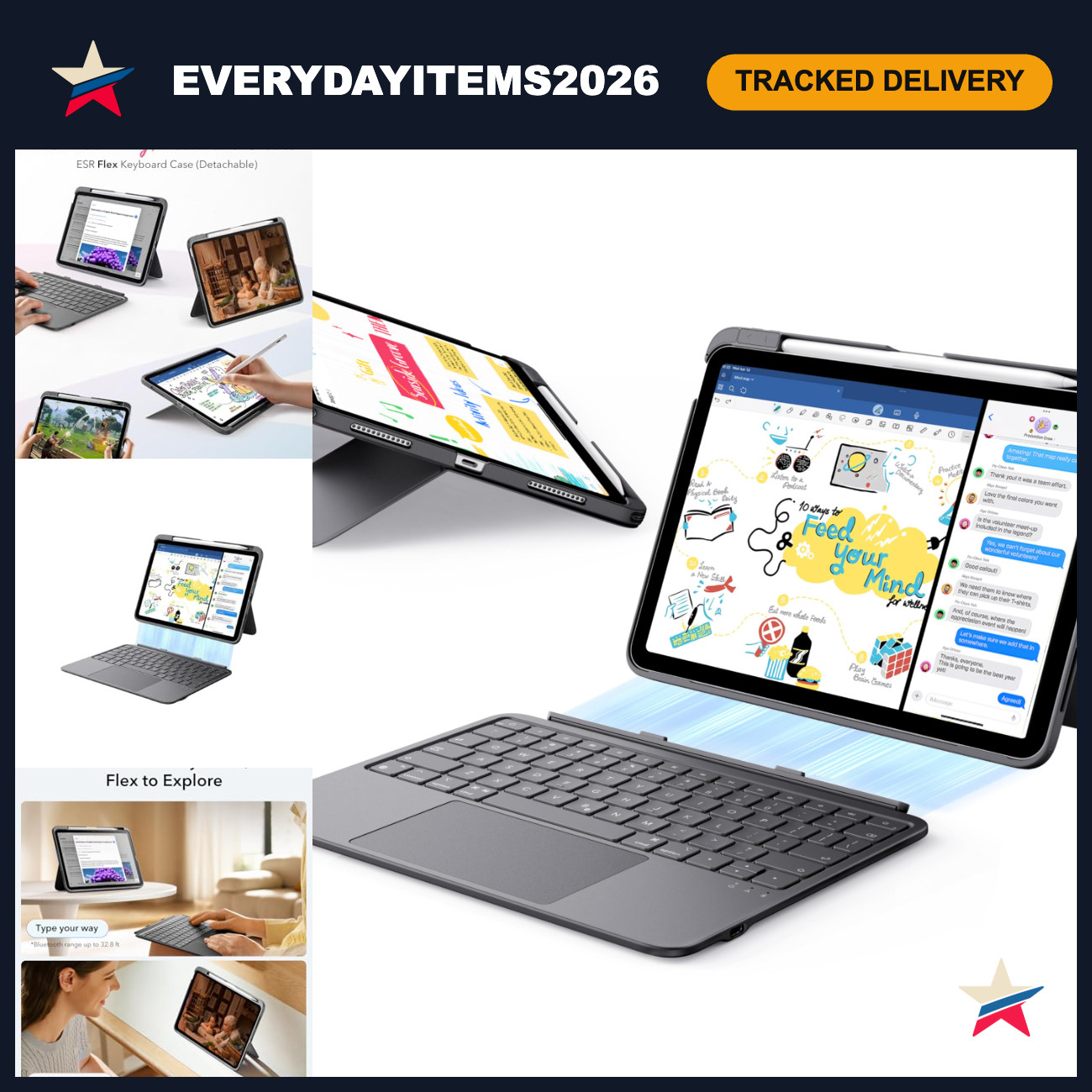 Ultra-Light iPad Air 11" Case with Keyboard for M4/M3/M2 Models - Slim & Durable