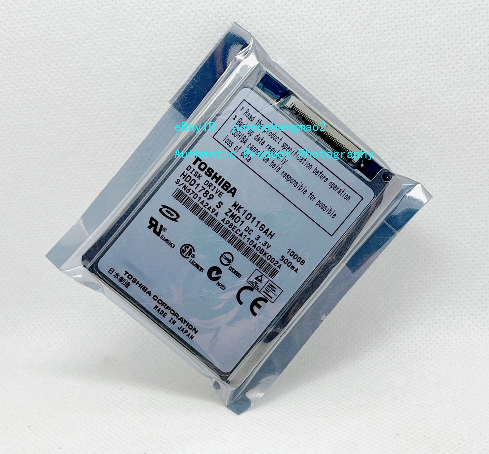Toshiba 100GB MK1011GAH 1.8" CE hard drive for notebook/ IPOD/ Video camera.
