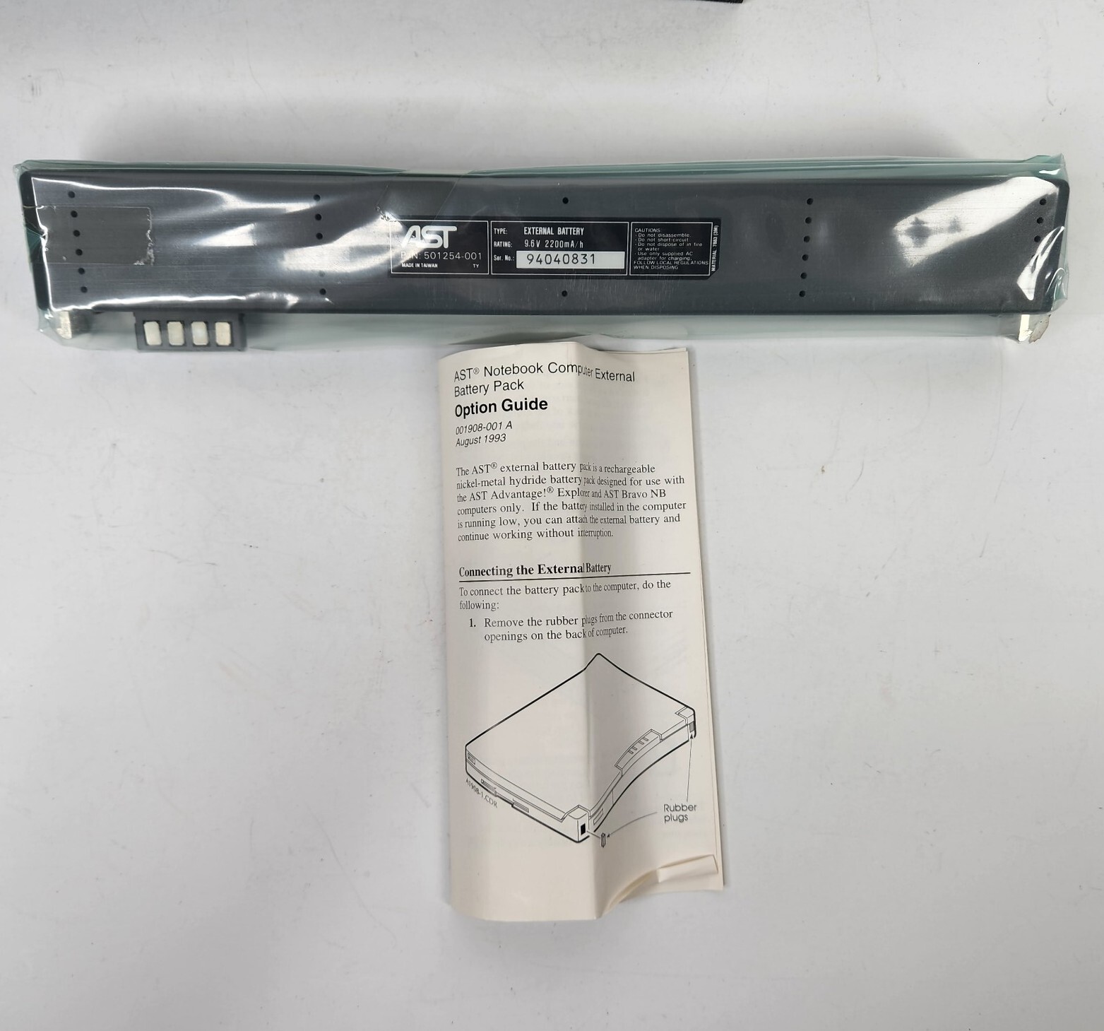 NOS Vintage AST Bravo NB Laptop Computer External Battery Pack