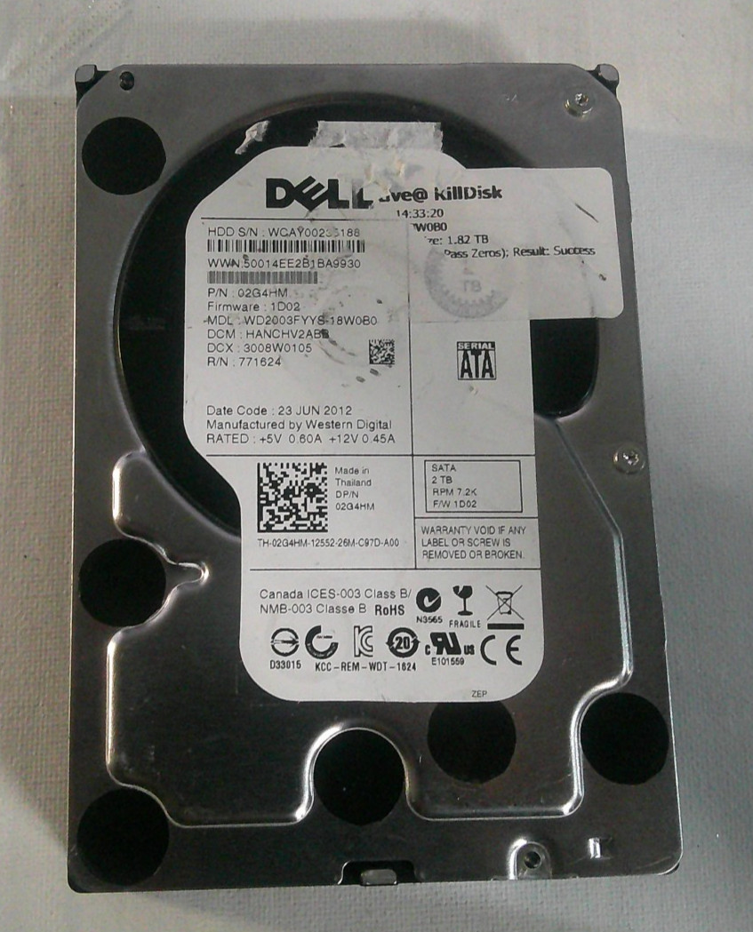 Dell Western Digital 2TB 3.5" SATA 6Gbps 7200RPM 02G4HM