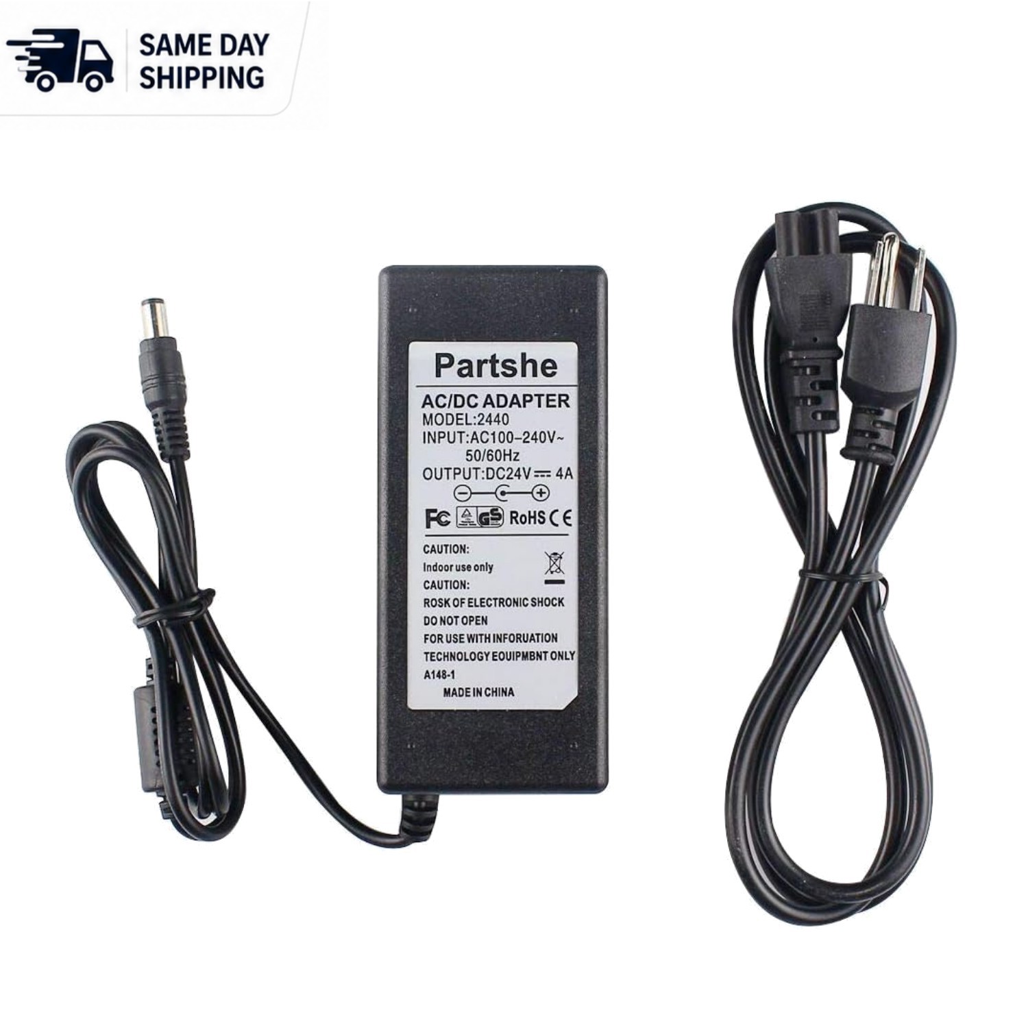 Reliably Safe 24V 4A AC Adapter for Zebra Printers - Short Circuit Protection