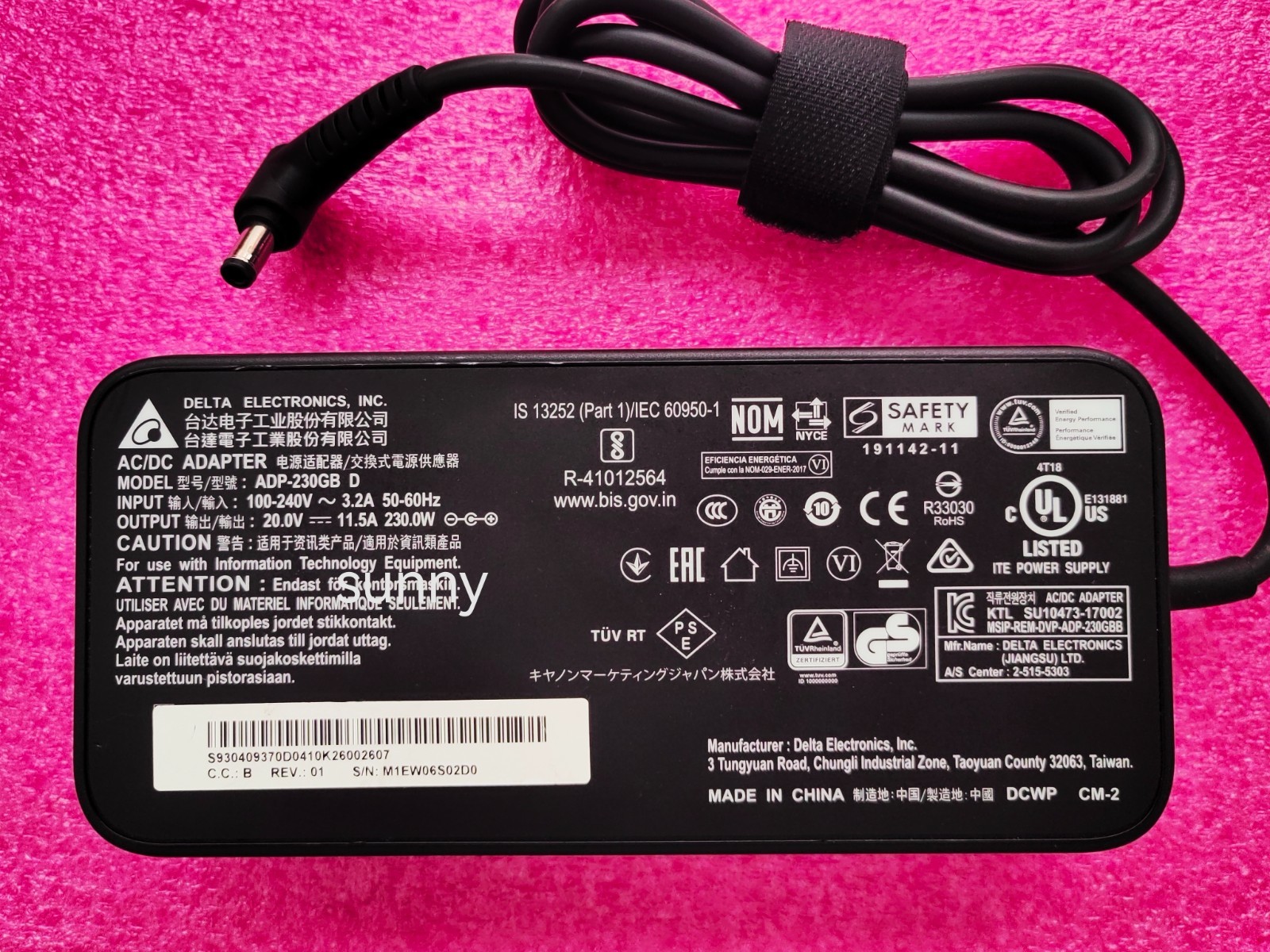 For MSI Creator 15 A10SGS-040US ADP-230GB D Delta 20V 11.5A 230W adapter Genuine