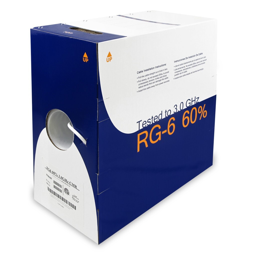 500Ft RG6/U 60% Dual Shield CMR Coax Cable Black