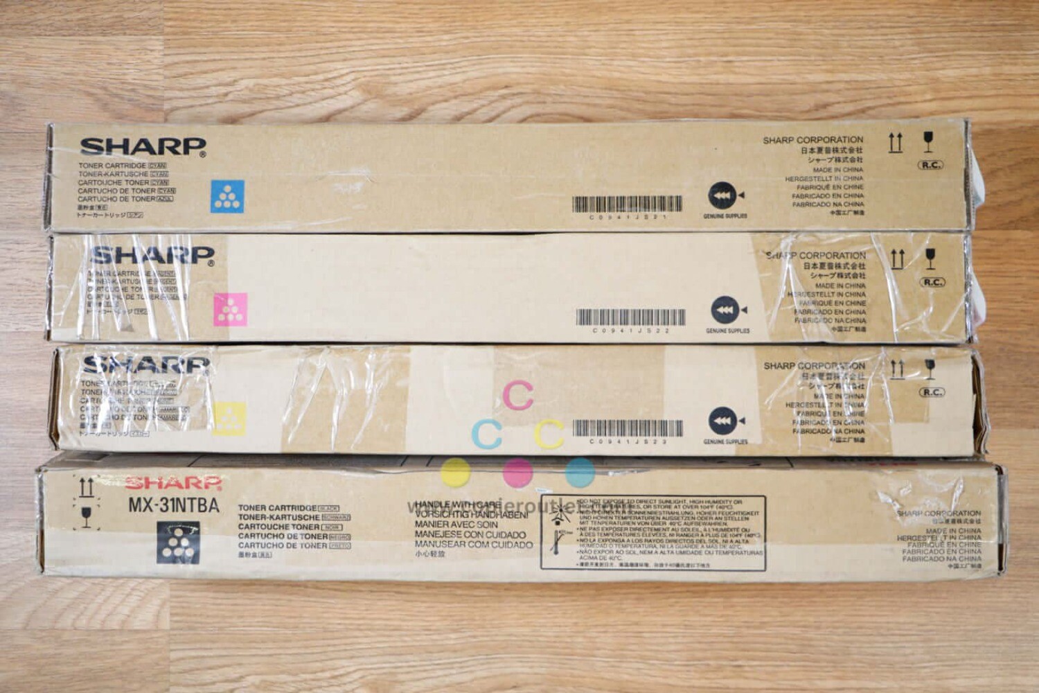 Genuine Sharp MX2600N/MX3100N CMYK MX-31NT Toner Cartridge Set Same Day Shipping