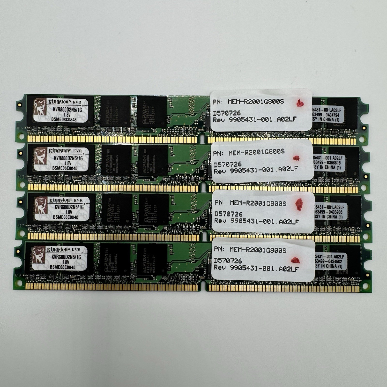 Kingston KVR800D2N5 1GB DDR2-PC800 SDRAM Memory Module. Lot Of 4 (Total of 4GB)