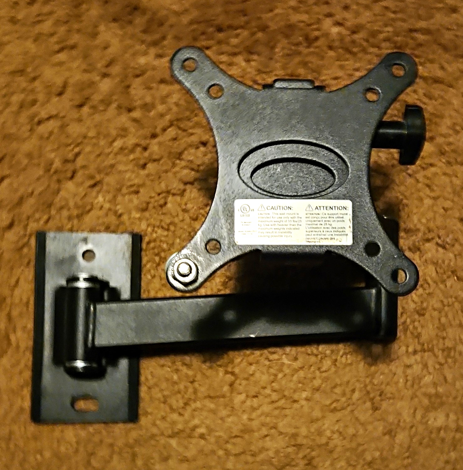 Black Articulating Monitor Wall Mount Tilt Rotate VESA 75x75 100x100 1