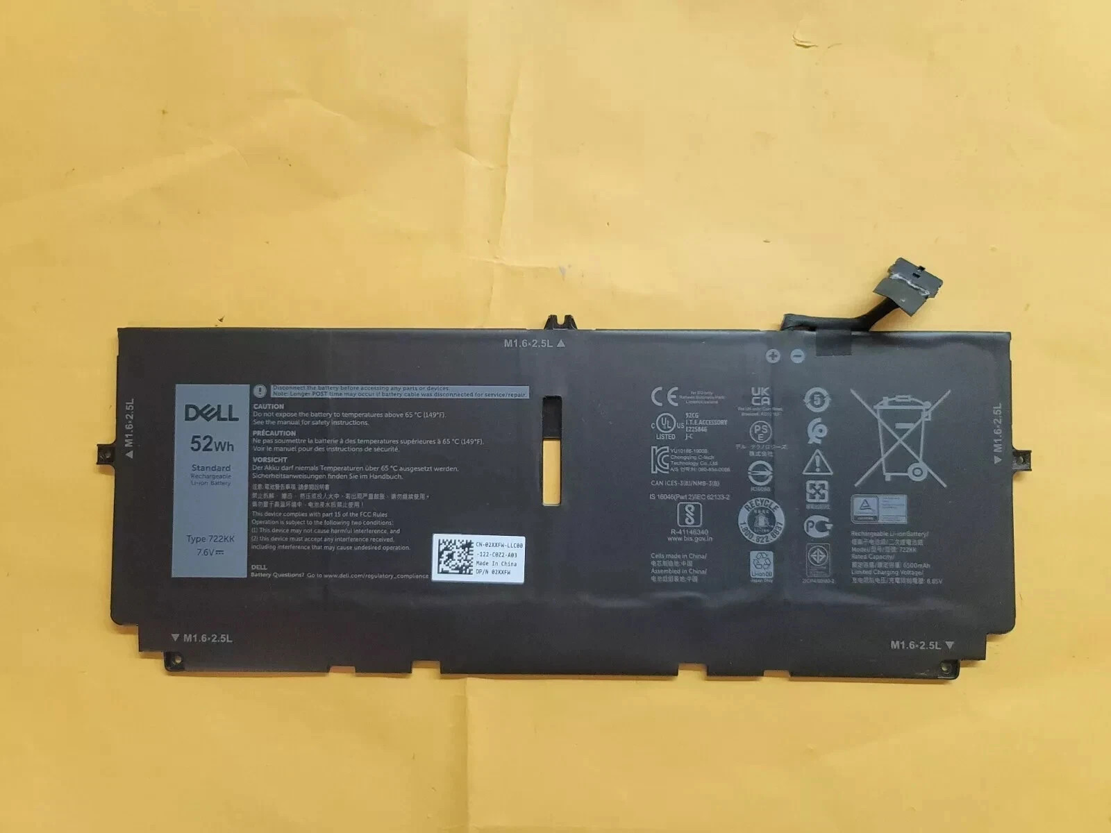 OEM Genuine 722KK Battery For Dell XPS 13 9300 9310 9380 (2020) 13.4" WN0N0 52Wh