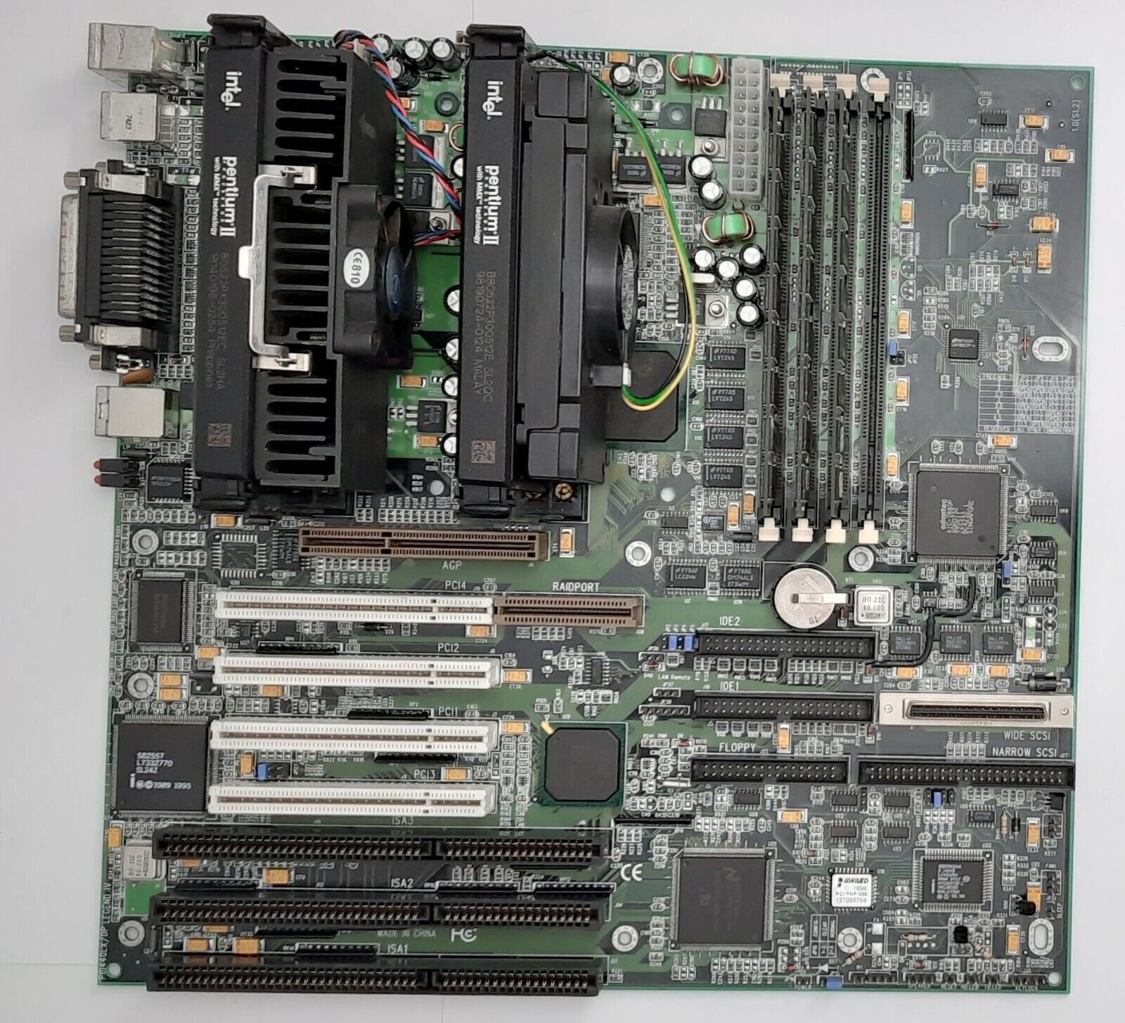 QDI Legend IV Dual Slot 1 ISA Retro Motherboard + 2x Pentium II 300MHz + 384MB RAM
