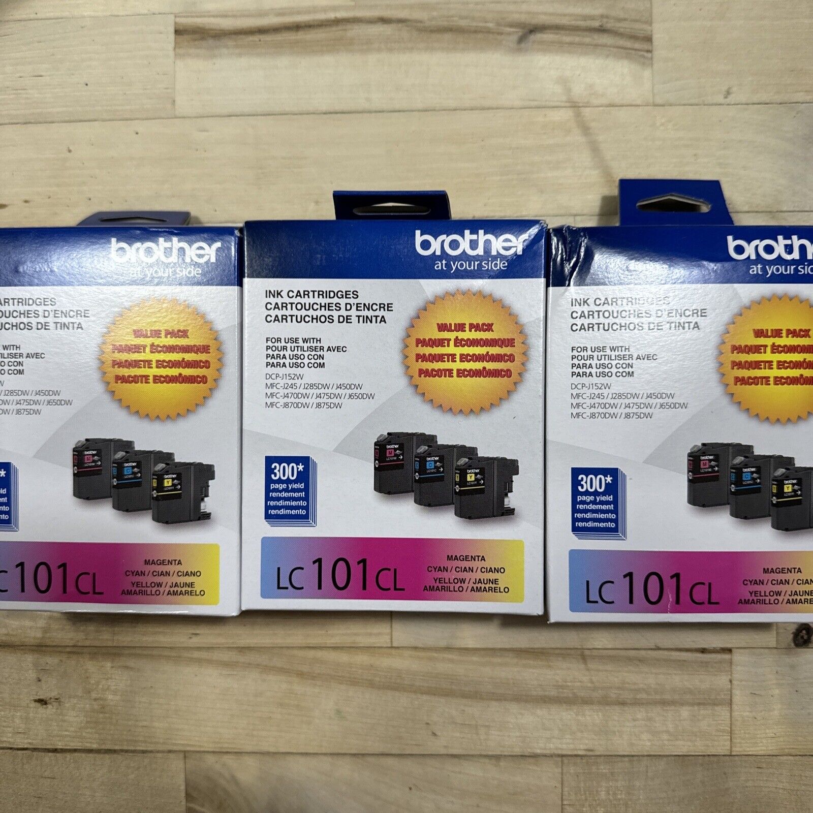 3 x Genuine Brother LC-101CL Cyan / Magenta / Yellow Ink Cartridge 01/2025