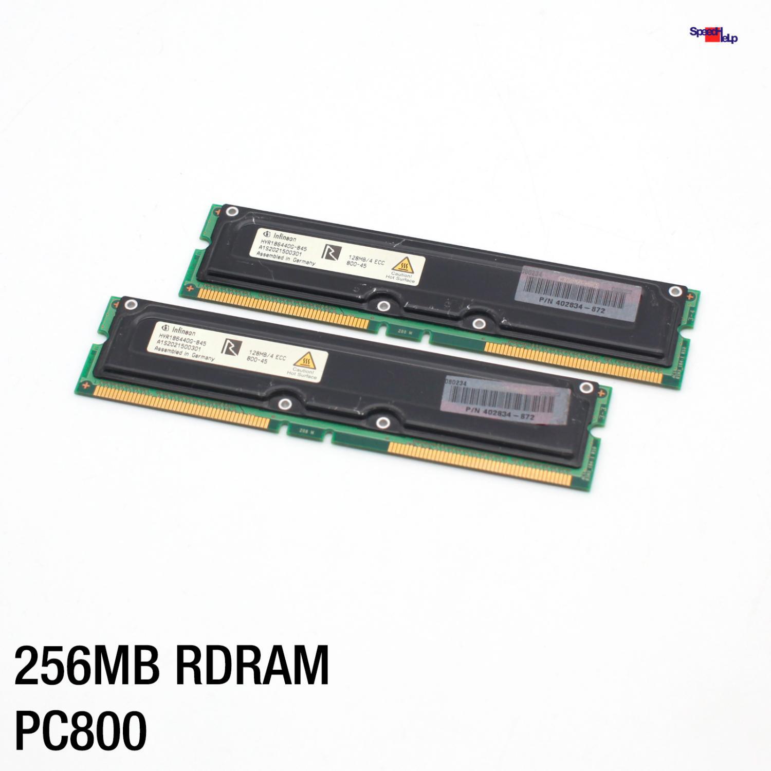 256MB 2x128MB RDRAM PC800 RIMM ECC Infineon HYR186440G-845 800-45 Server RAM