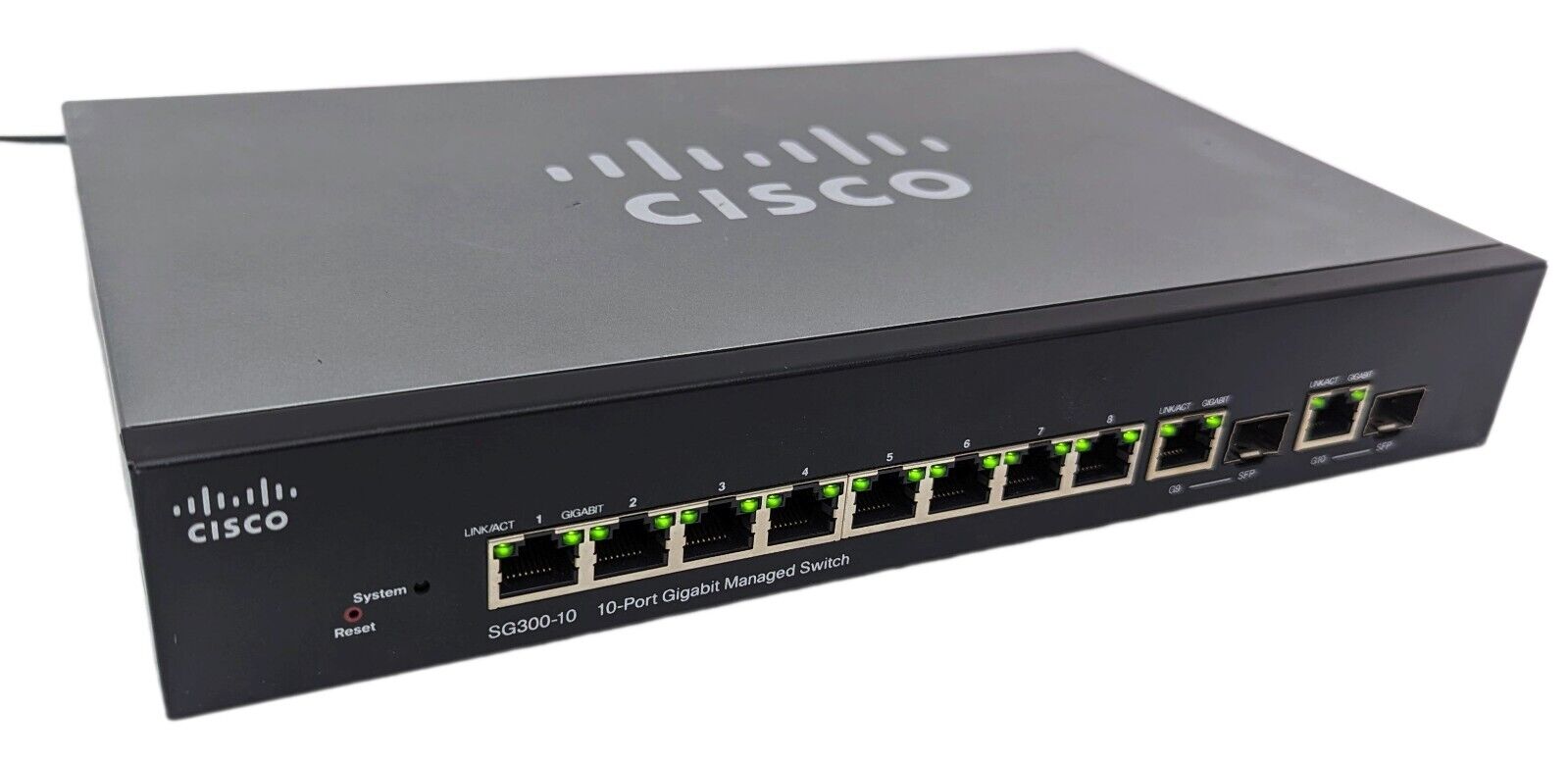 Cisco SG300-10 10-Port Gigabit Managed Network Switch 2 SFP Slots w/Power Supply