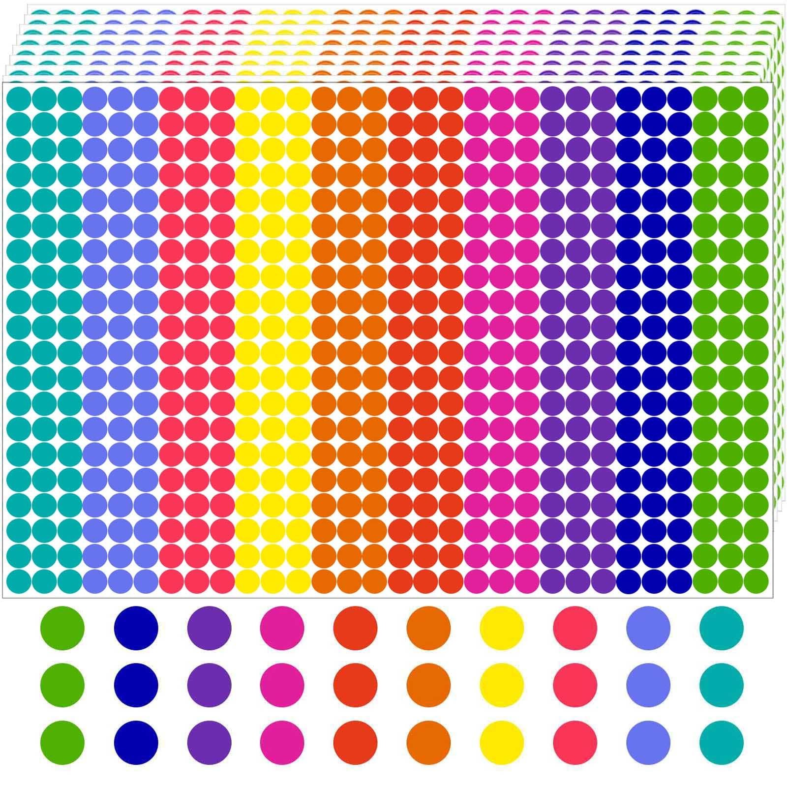 6000 PCS 1/4" Small Dot Stickers Round Color 1/4 INCH, 10 Color/6000pcs 