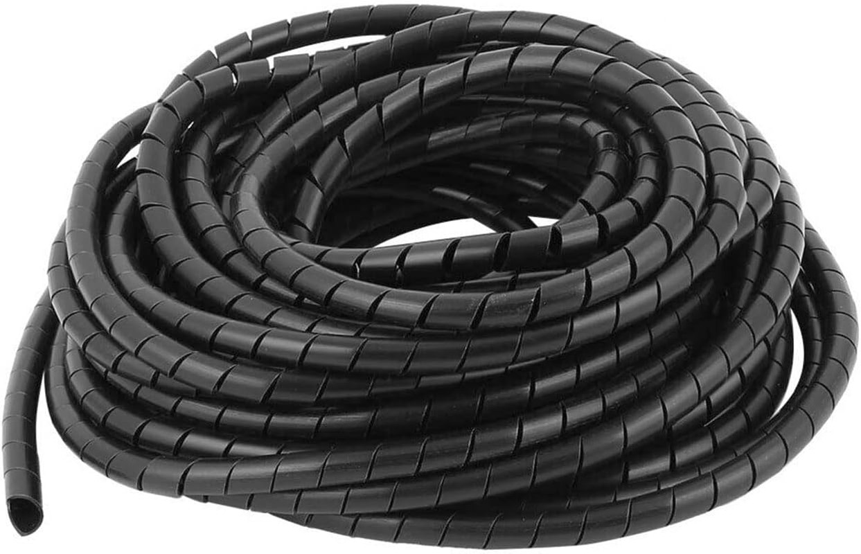 20 Ft 1/2 Inch Spiral Cable Wrap Black Wire Cord Organizer Sleeve Cover