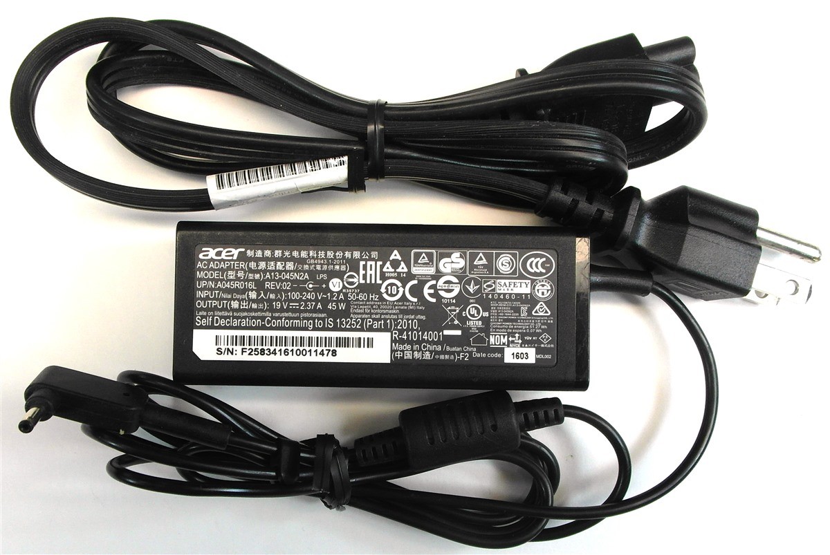 Genuine Acer Laptop Charger AC Power Adapter A13-045N2A A045R016L 3.0mm Tip 45W