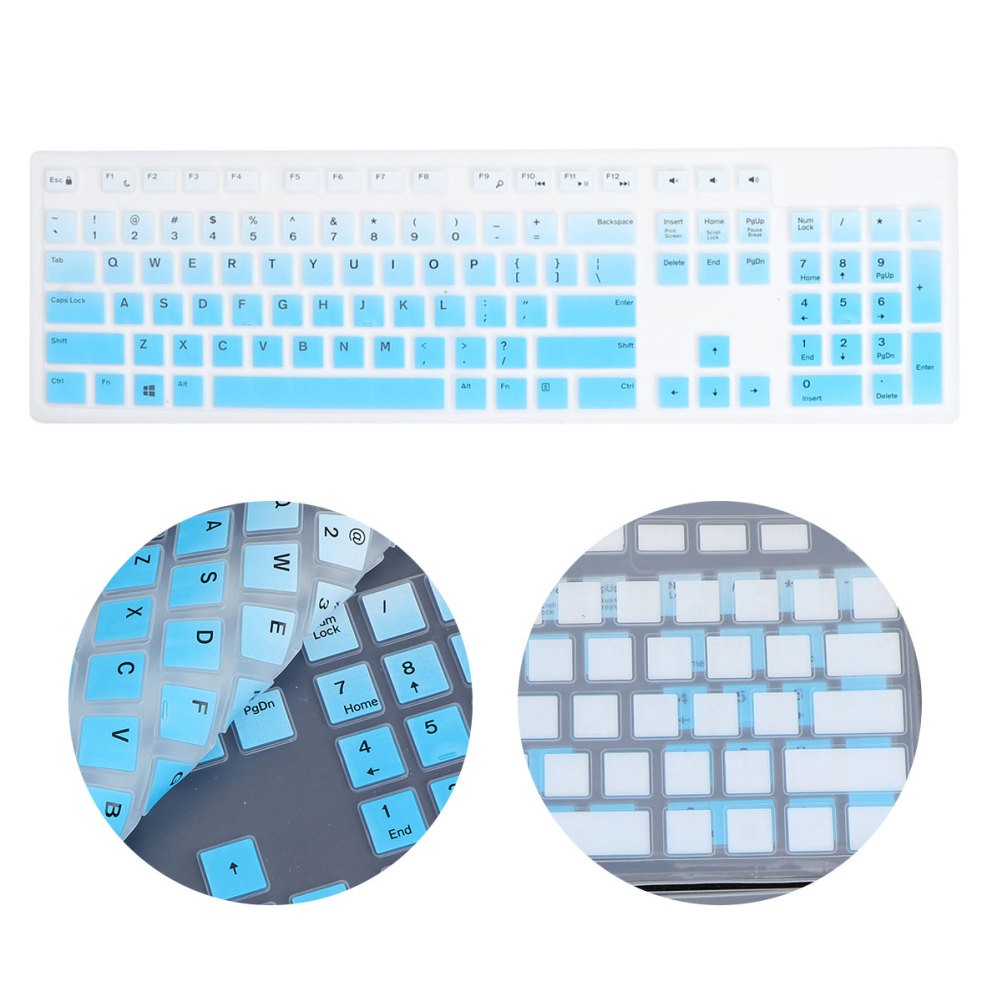 2Pcs Thin Blue Silicone Keyboard Skin Durable Reusable Keyboard Protective Film