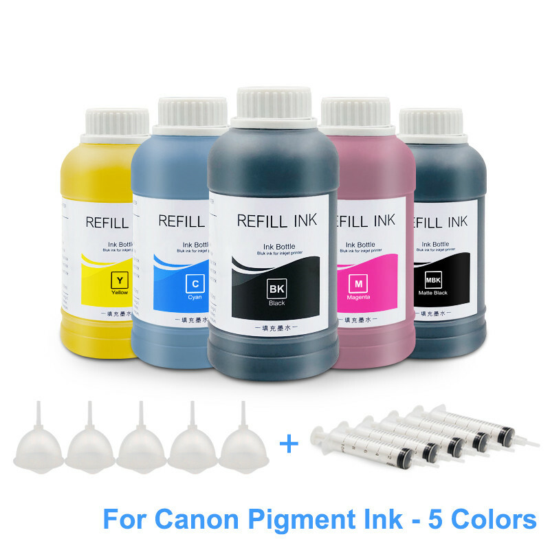 5x250ML Pigment Ink For Canon PFI-107 PFI-120 PFI-320 PFI-102 PFI-104 TM-200