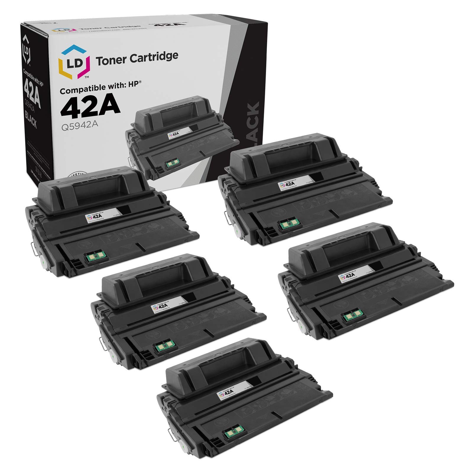 LD Compatible Replacement 5PK Q5942A 42A Black Toner for HP 4350 4240n 4350dtnsl