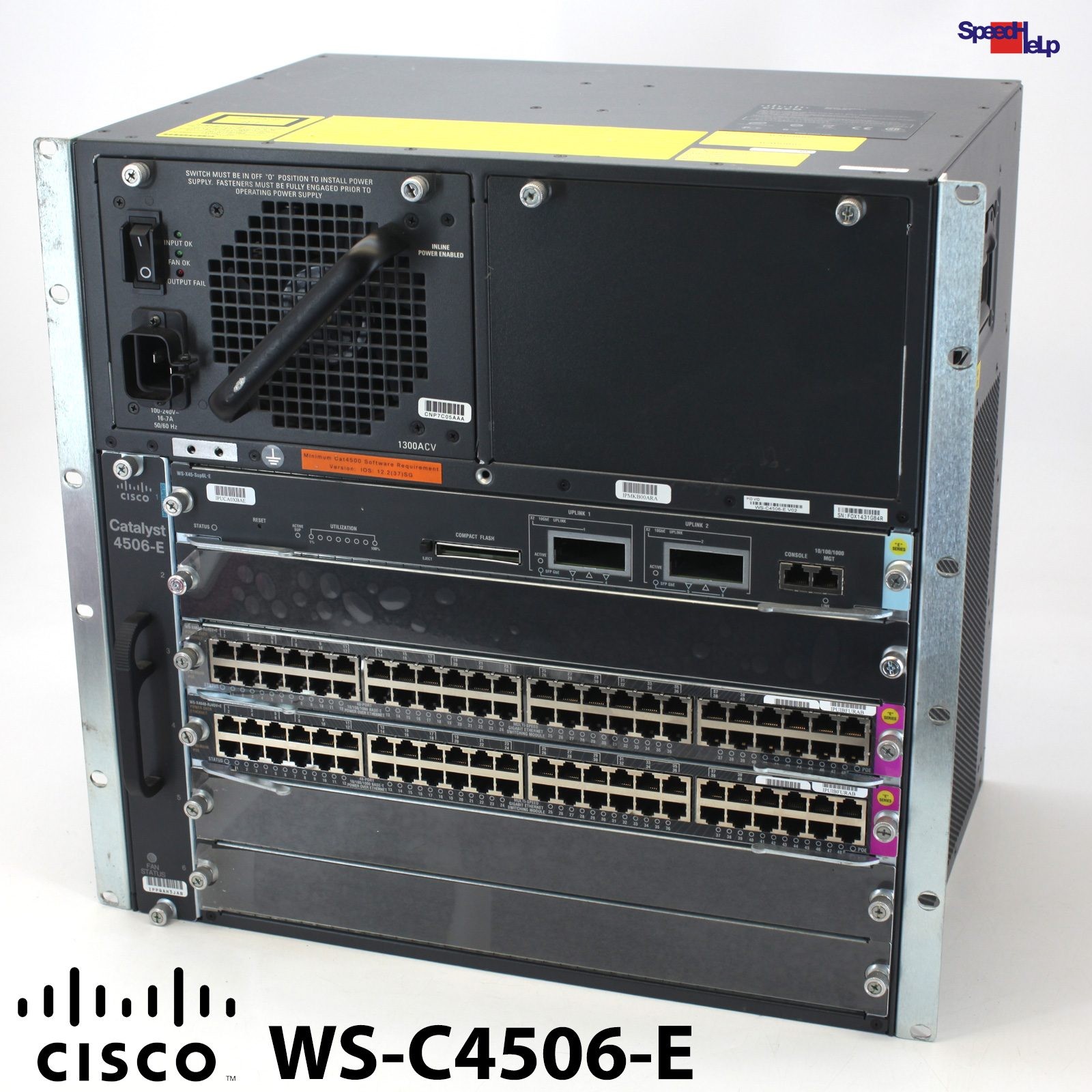 19" CISCO CATALYST WS-C4506E 4500-E SERIES WS-X4648-RJ45V+E WS-X45-Sup6L-E