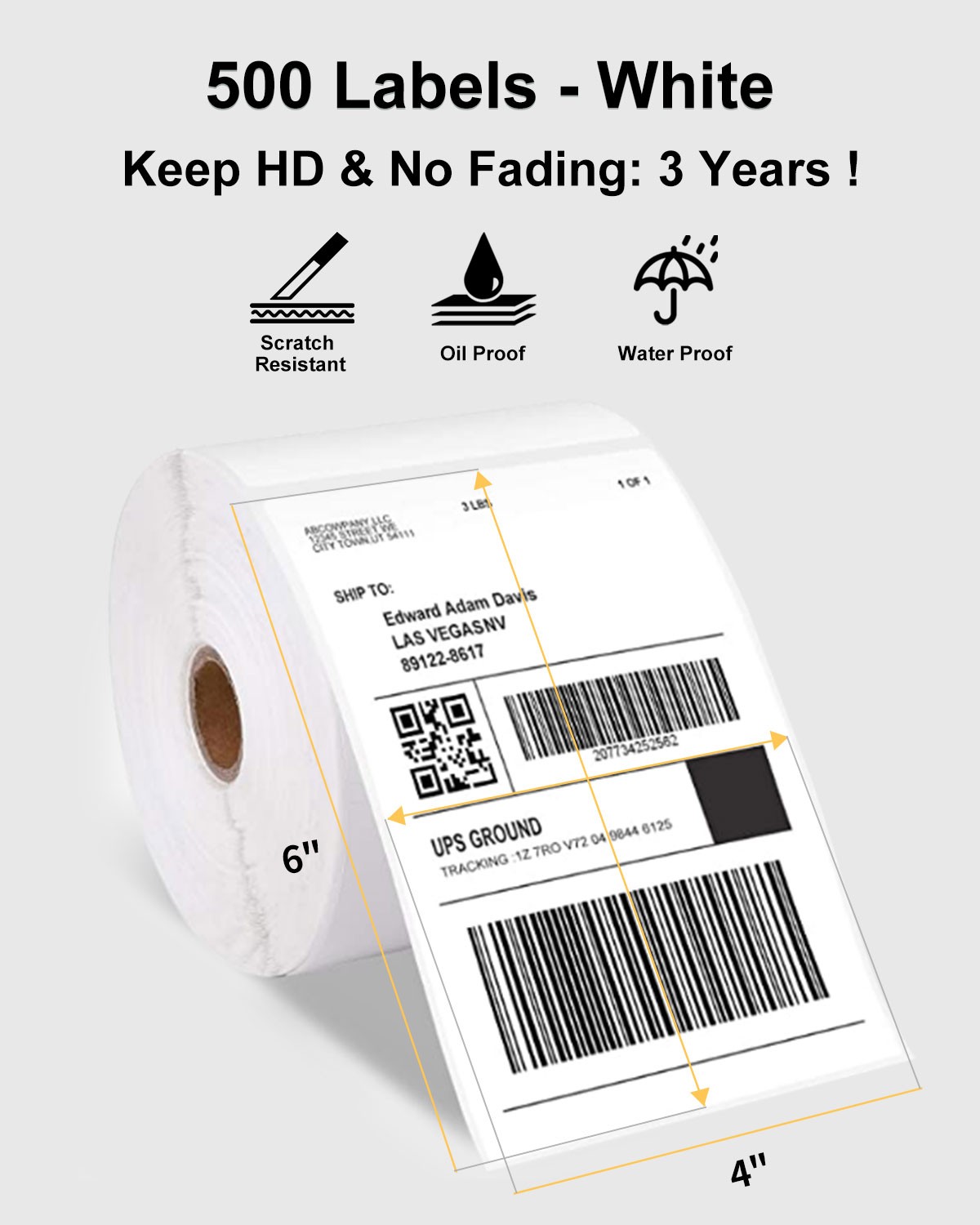500 PCS 4X6 Thermal Label for Shipping Label Printer for USPS UPS