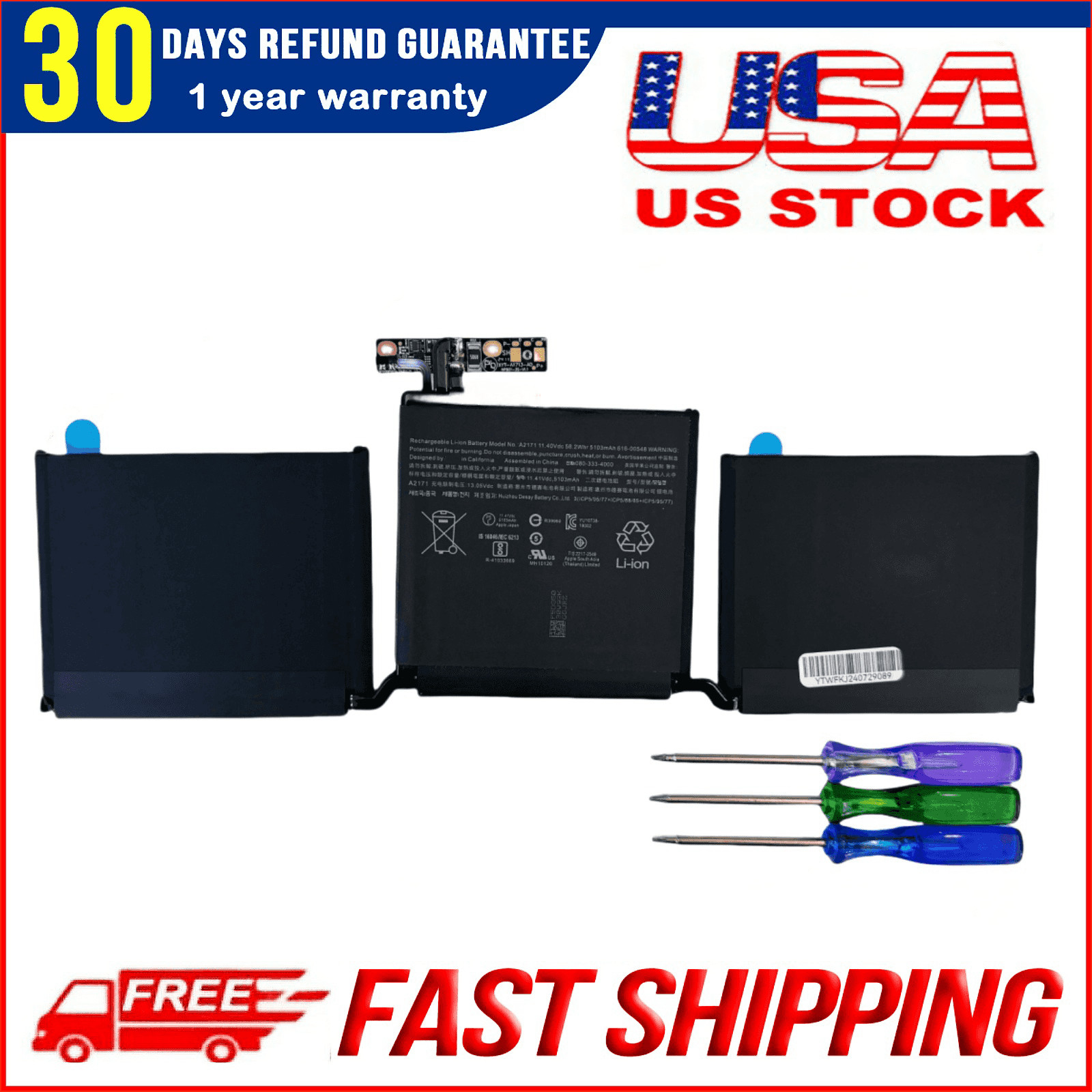 New Genuine A2171 Battery for MacBook Pro 13" 2019 2020 A2159 A2289 A2338/OEM