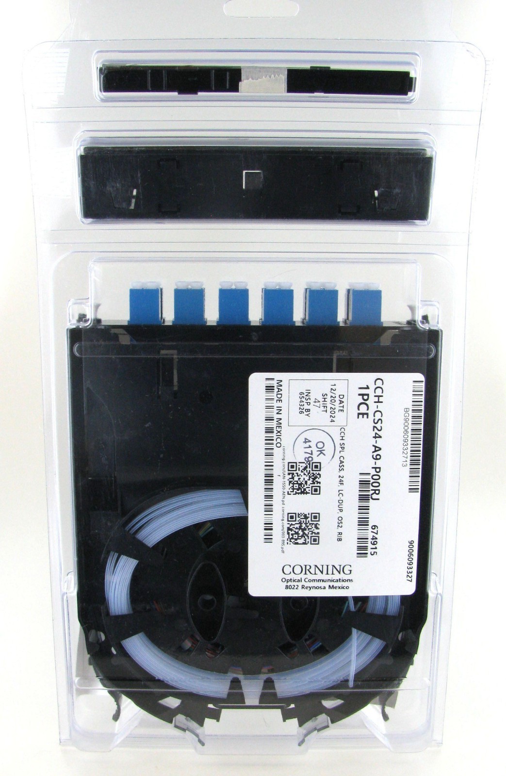 Corning 24 F LC UPC Duplex CCH Splice Cassette - CCH-CS24-A9-P00RE Rib