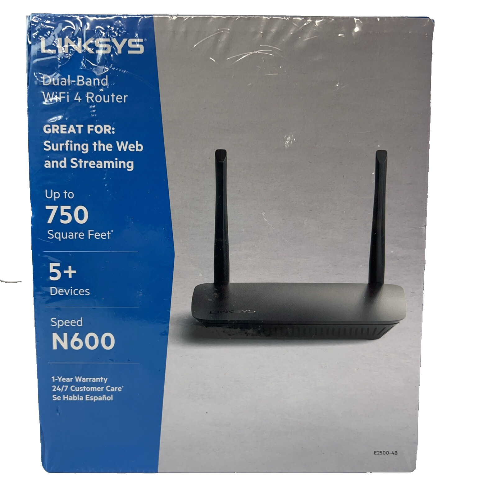 LINKSYS N600 Dual Band WiFi 4 Router - E2500-4B - Easy Set Up - 5+ Devices