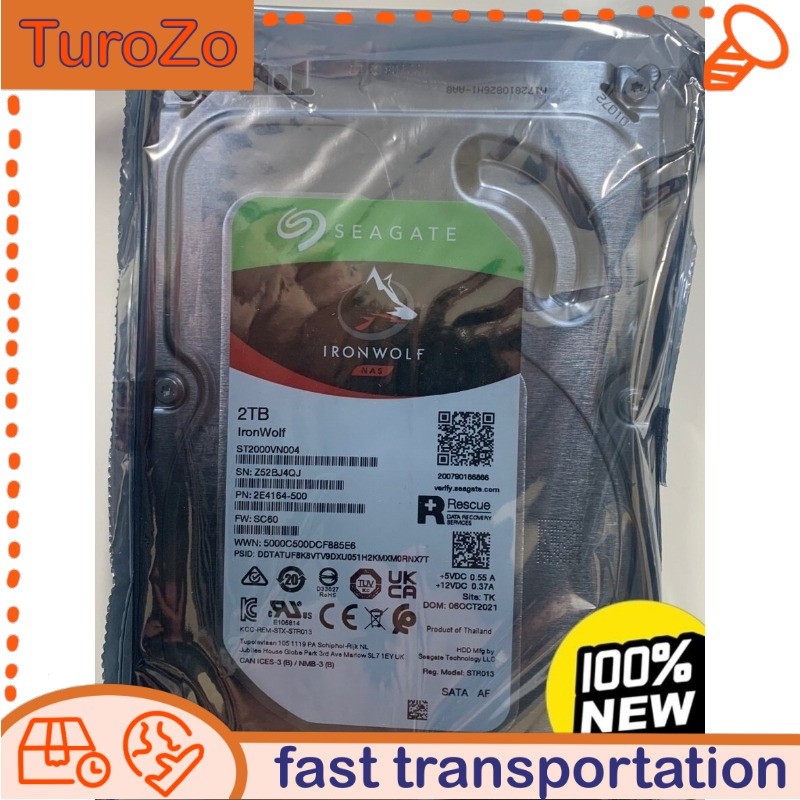 ST2000VN004 Seagate IronWolf 2TB 5900RPM 64MB 3.5" Internal NAS Hard Disk