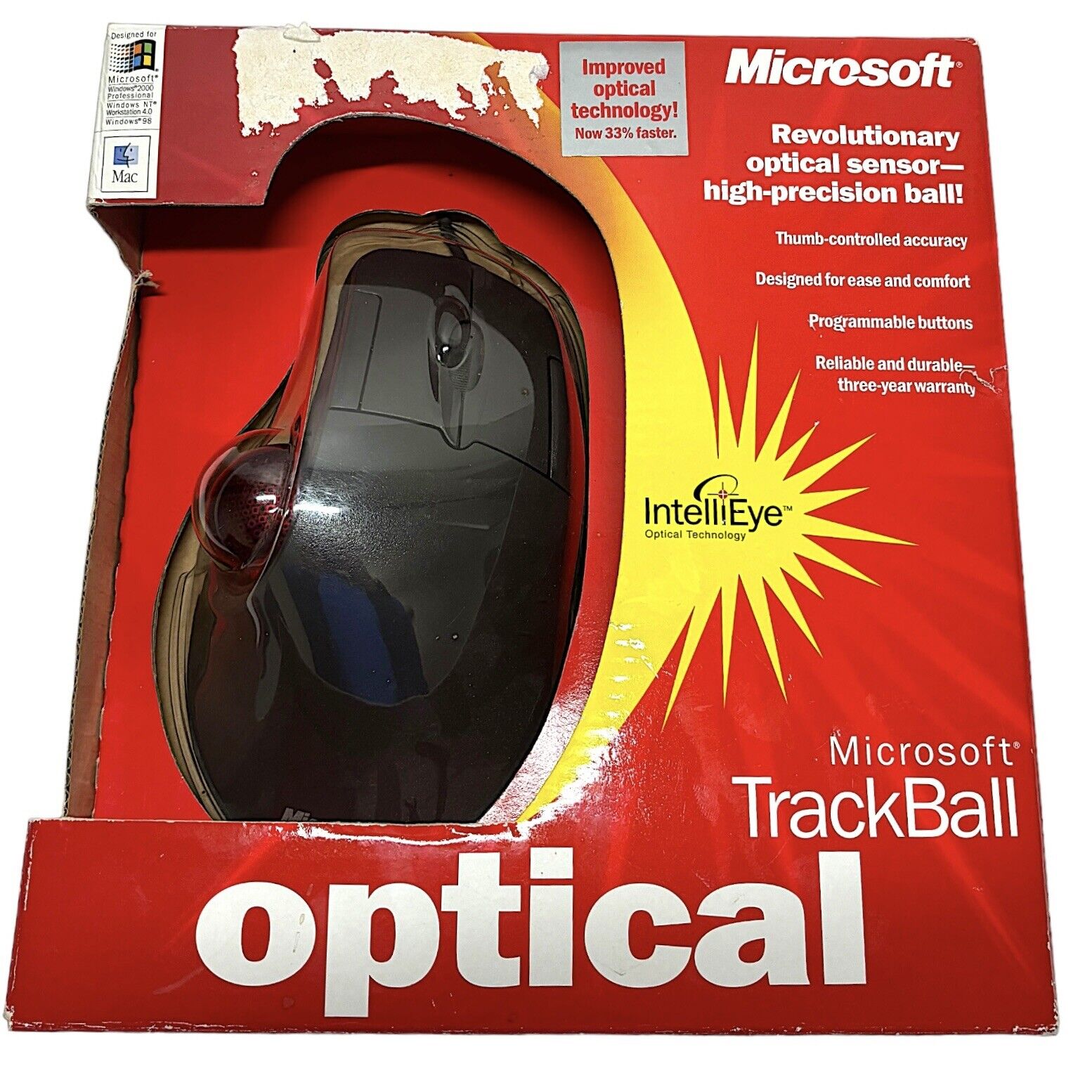 Microsoft Trackball Optical Mouse Rare D67-00001 (X05-42214) Barely Used Tested