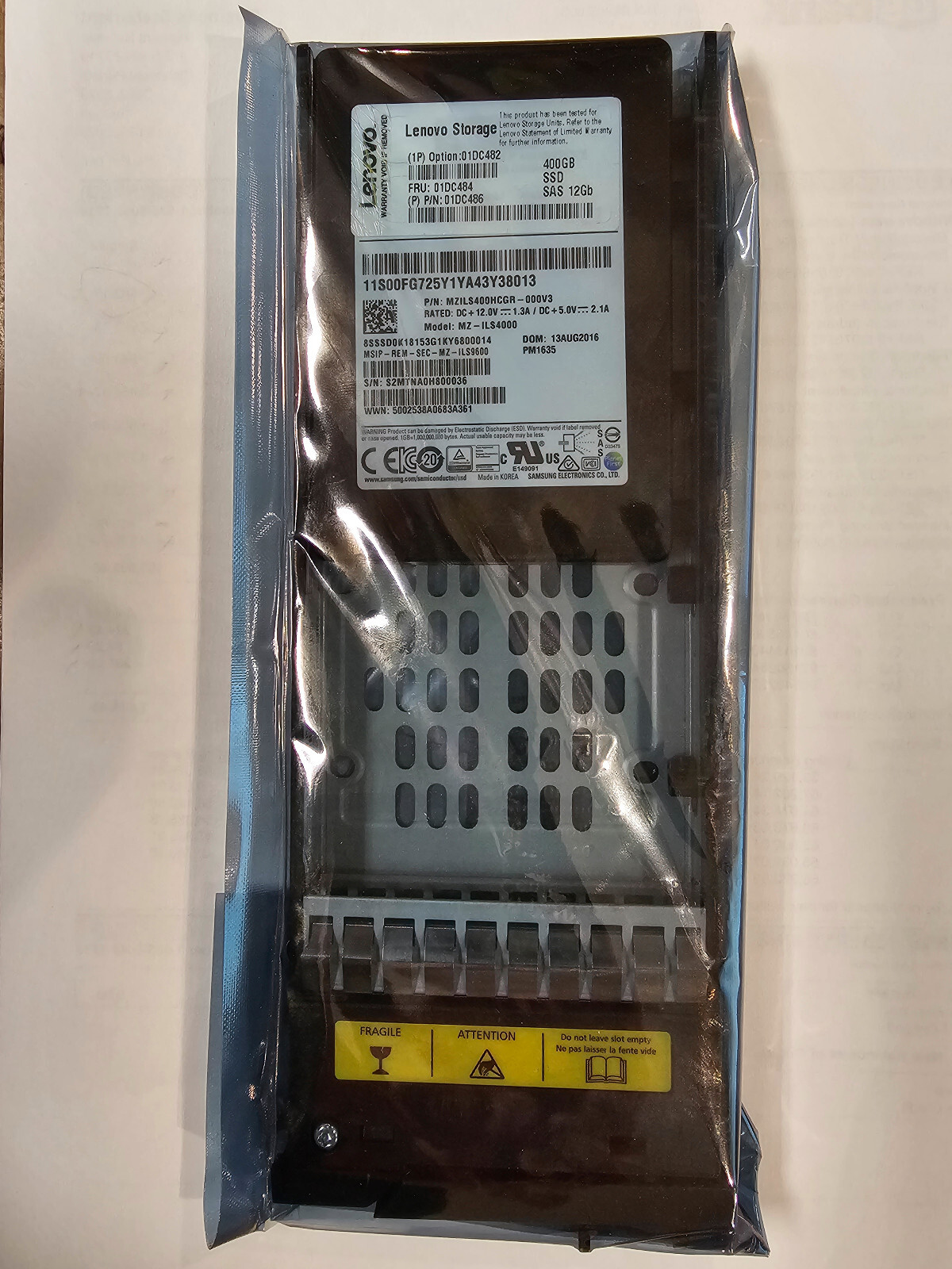 NEW Lenovo PM1635 400GB SAS 12Gb/s 2.5" SSD MZILS400HCGR-000V3