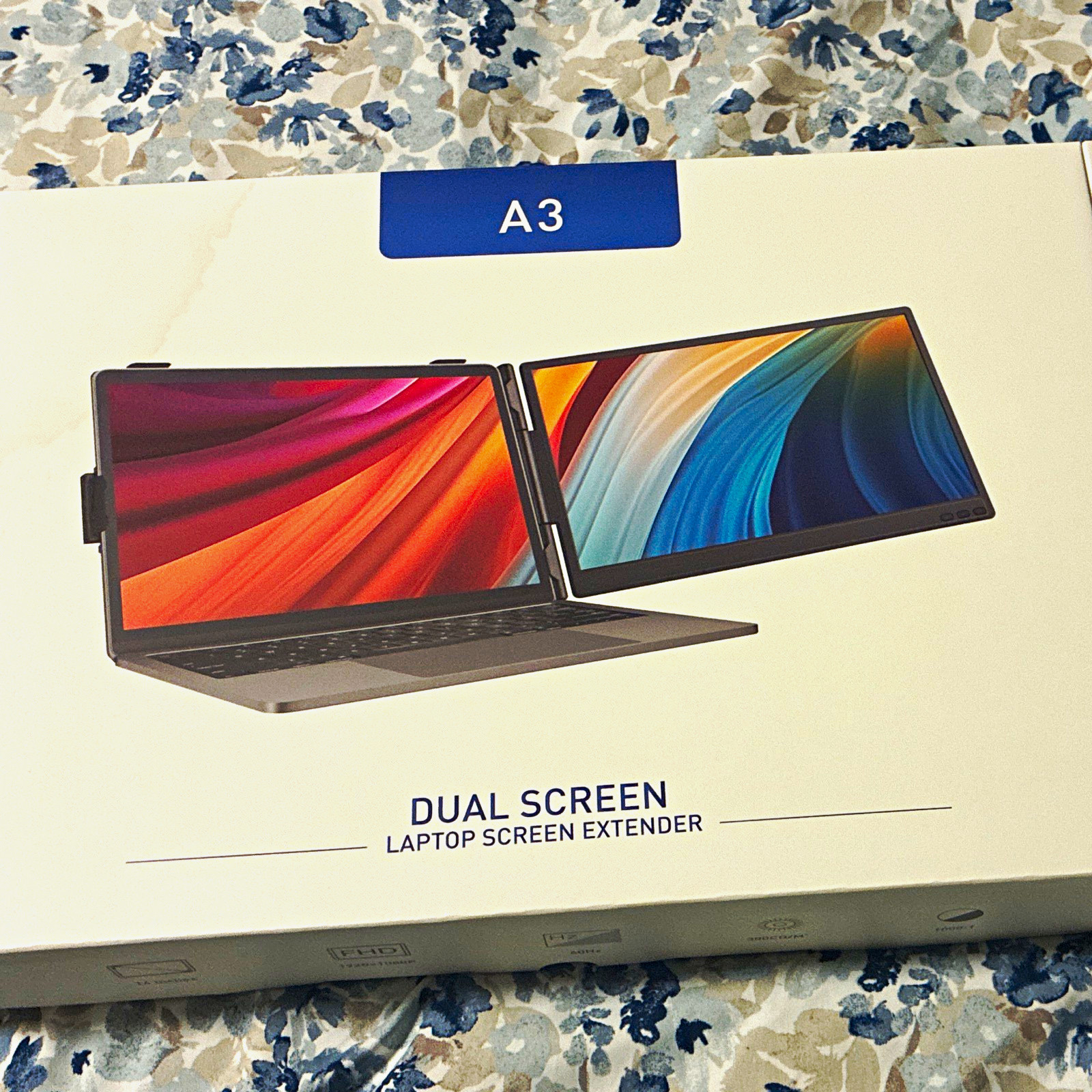 A3 Dual Screen Laptop Screen Extender Portable Dual Monitor, Black