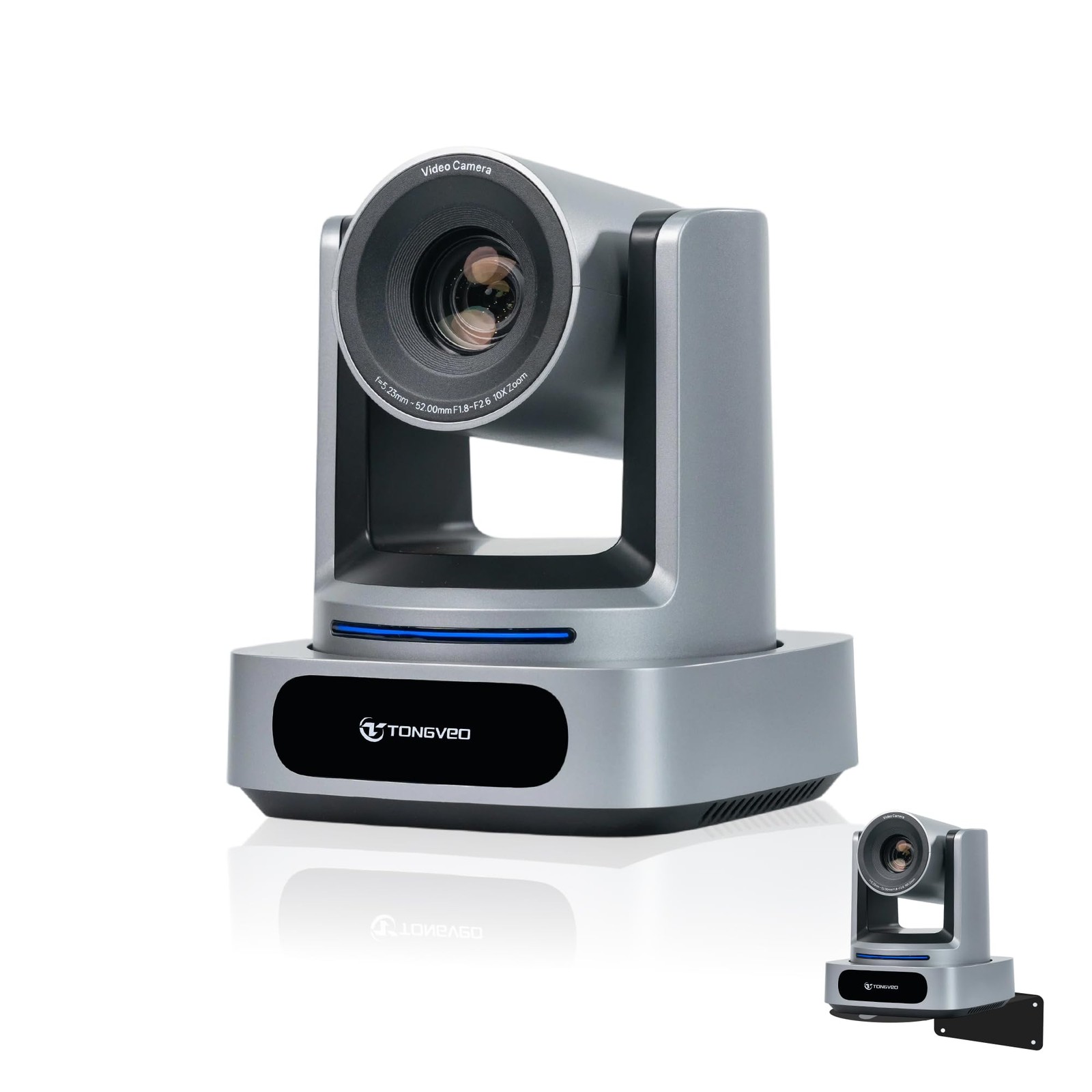 TONGVEO AI 4K PTZ Camera with Auto Tracking, 10X Optical Zoom Video Grey