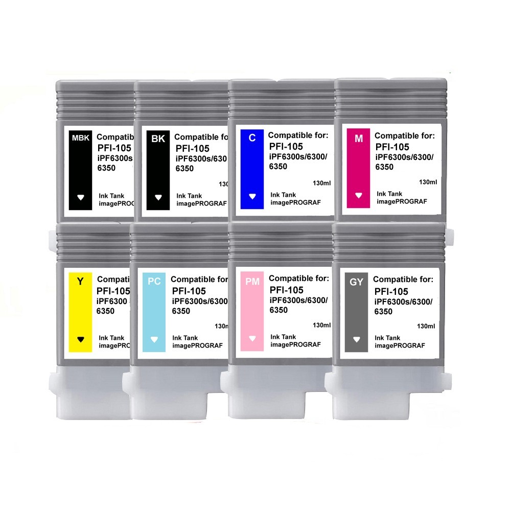 A SET of 8 PFI-105 Ink Cartridge Fit Canon IPF6300s IPF6300 IPF6350