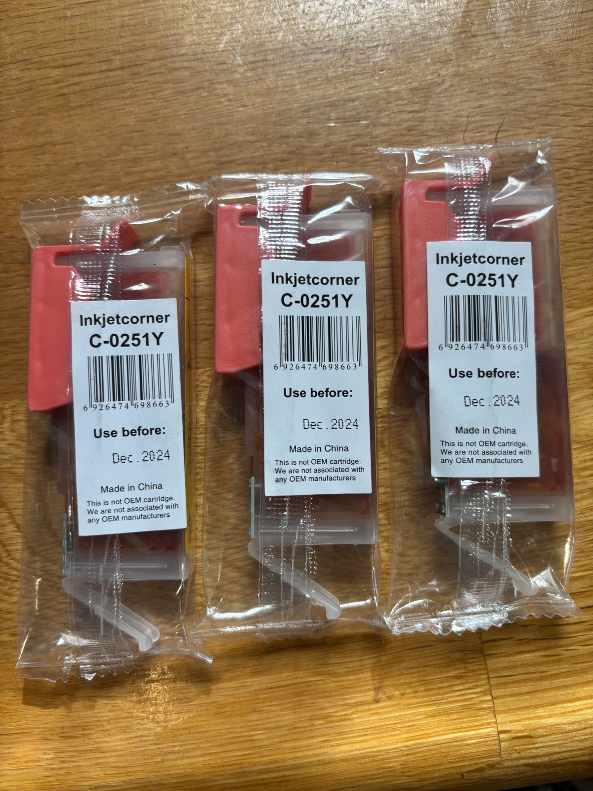 3x Compatible Canon CLI-251Y Yellow Ink Cartridges New Sealed Exp 12/2024