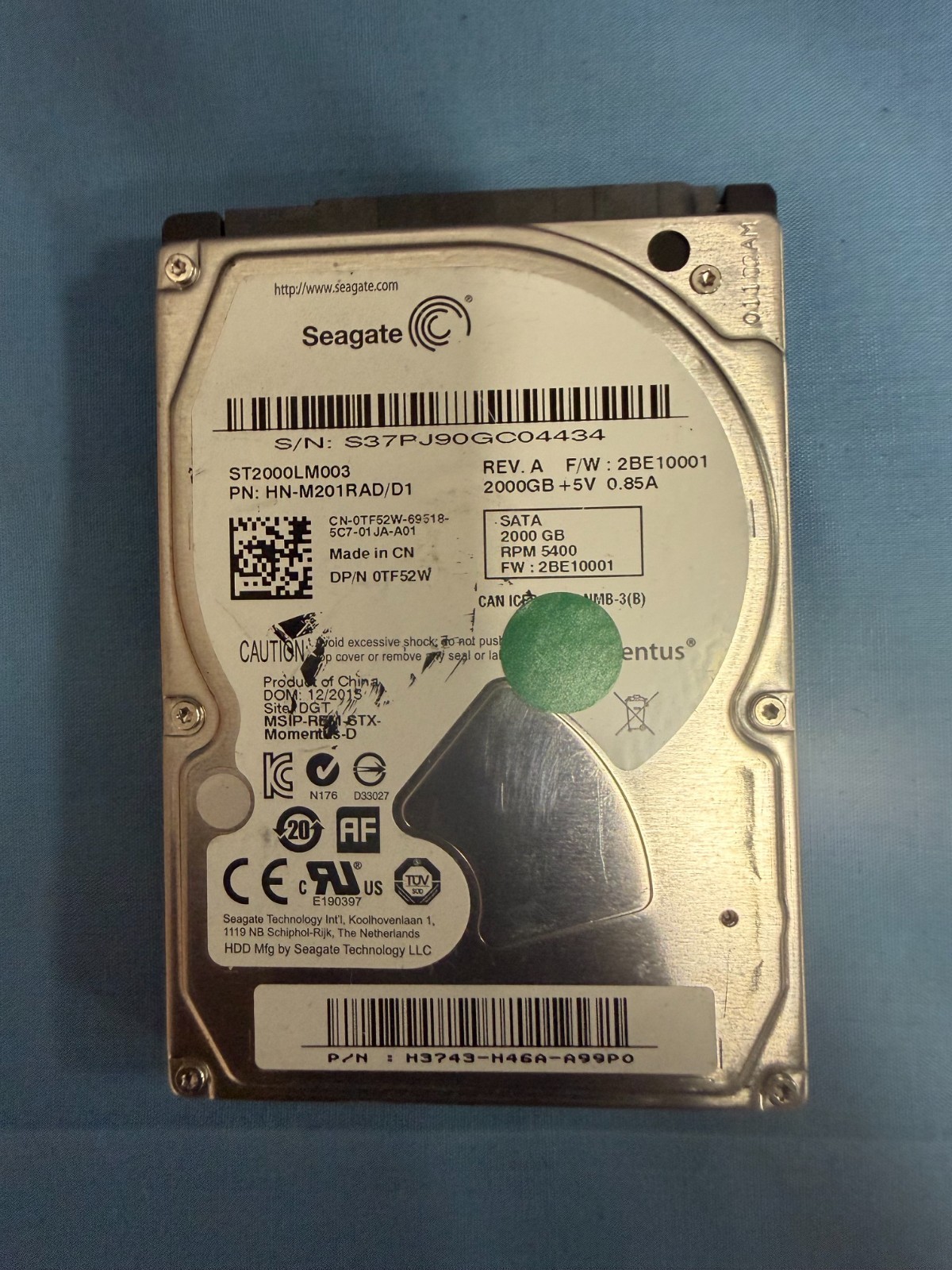 Seagate Momentus 2TB 5400RPM 2.5" SATA Laptop HDD ST2000LM003