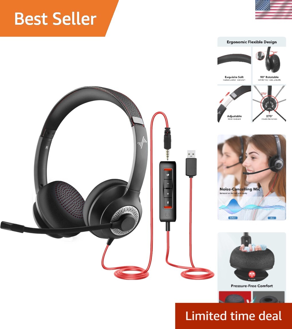 Premium USB with 3.5mm Gaming Headset - Active Noise Cancellation & Comfort