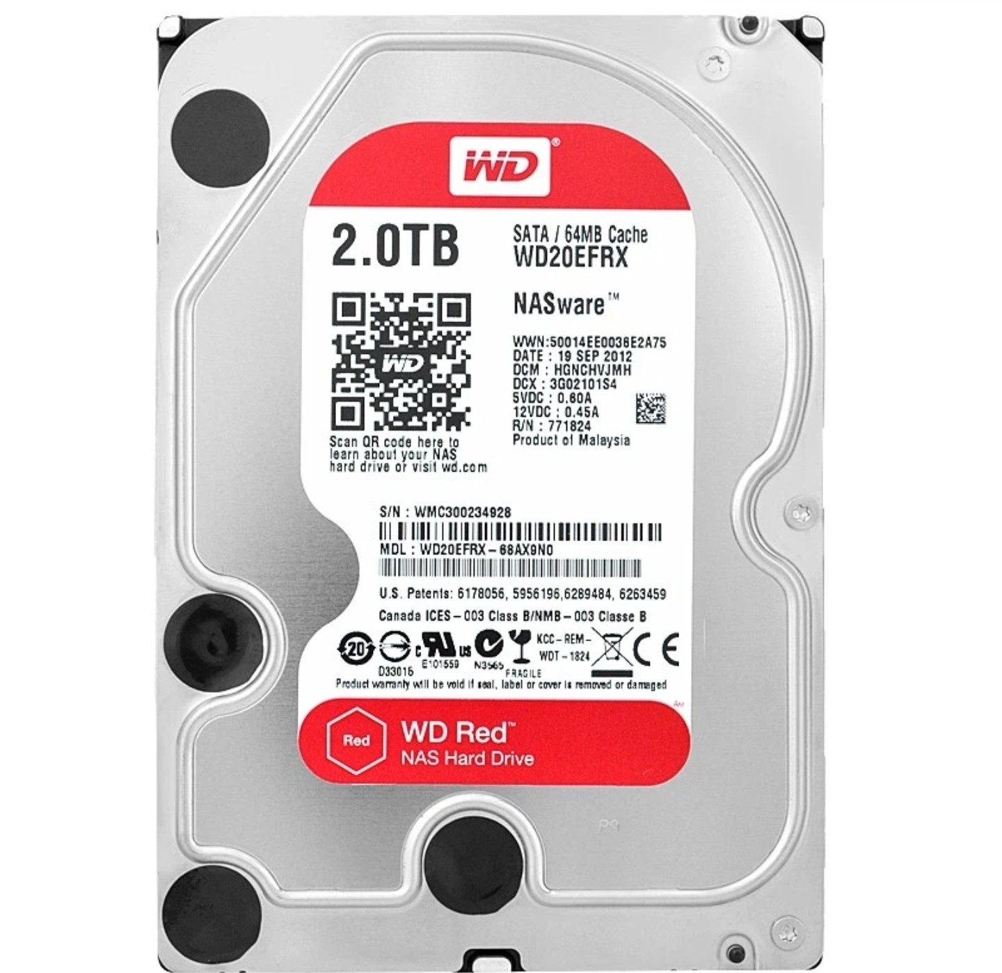 4 Western Digital Red NAS 2TB WD20EFRX SATA III 64MB 5400RPM 3.5 Inch