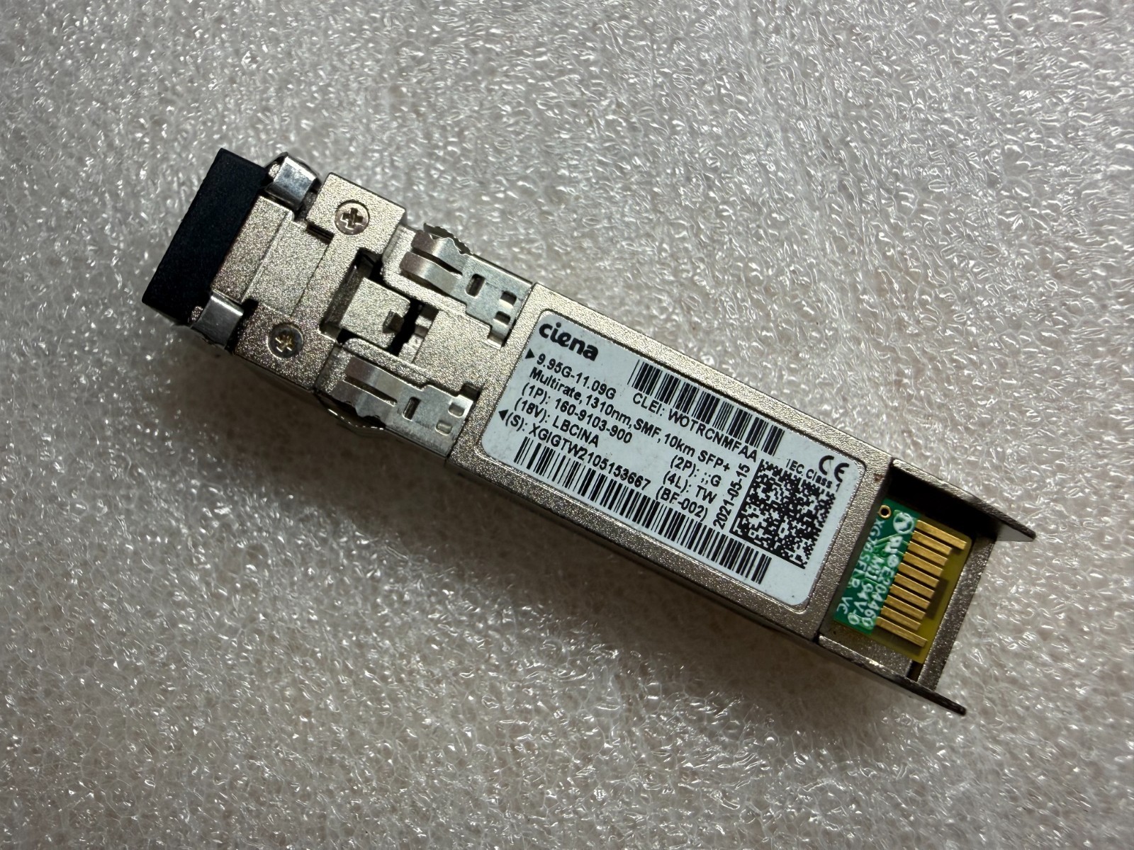 Ciena 160‑9103‑900 9.95G-11.09G -SFP+ 10G 1310nm 10KM SM CLEI: WOTRCNMF AA