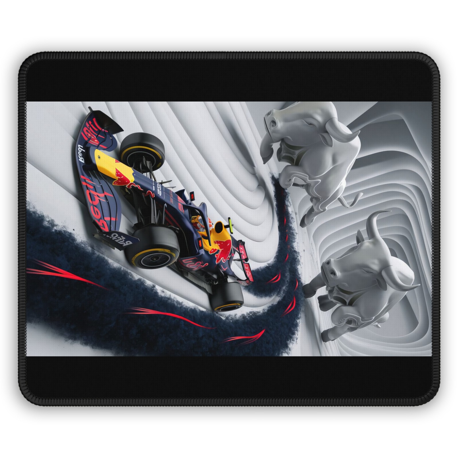 Racing Gamer Mouse Pad, Speedy Desktop Accessory, Red Bull Gift for Gamers
