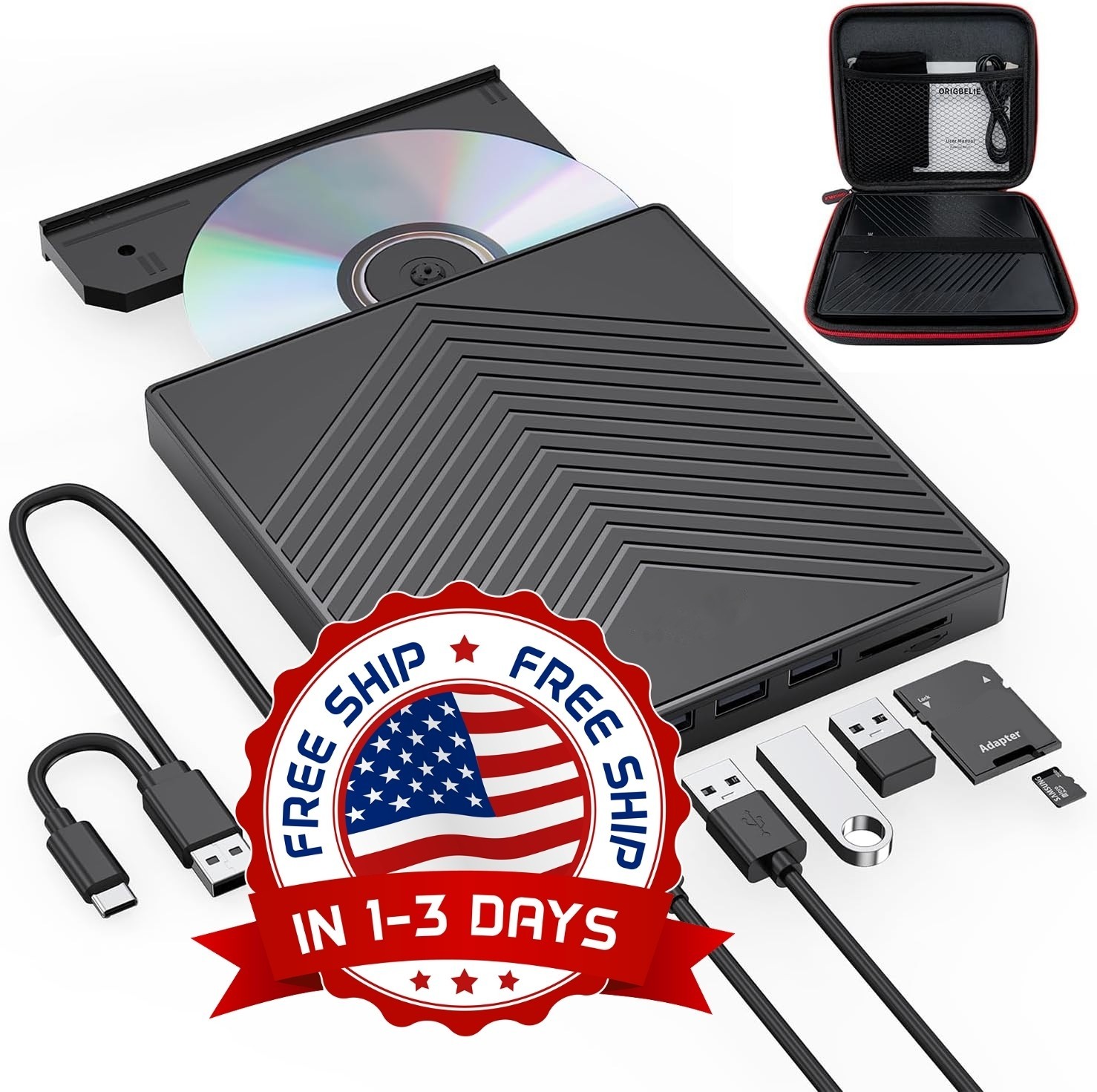 Reproductor Y Quemador Portátil Externo Para PC, Con Estuche De Transporte NUEVO