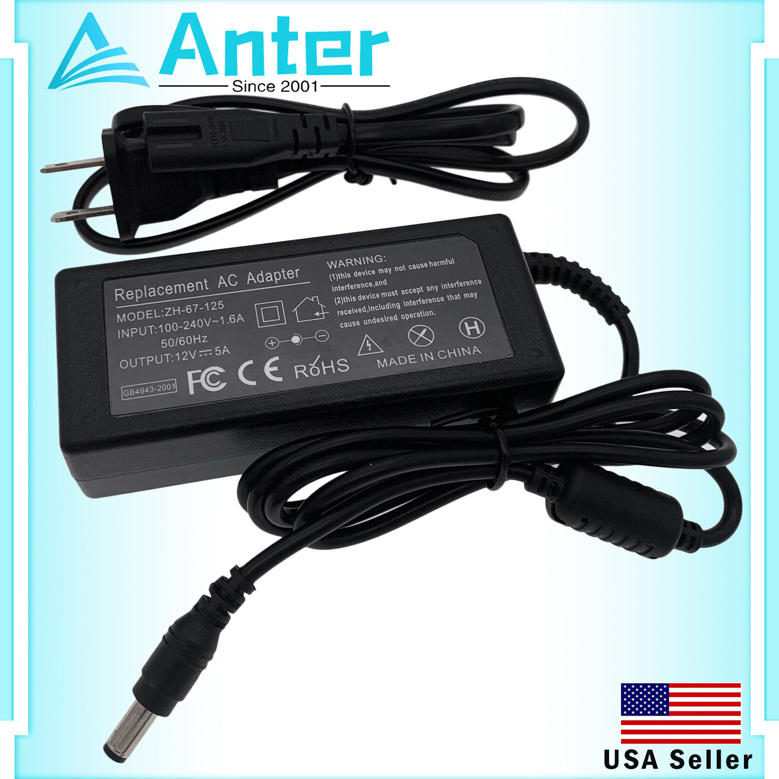 AC Adapter For Sceptre E248W-19203R, E248W-19203RT LED Monitor Power Supply Cord