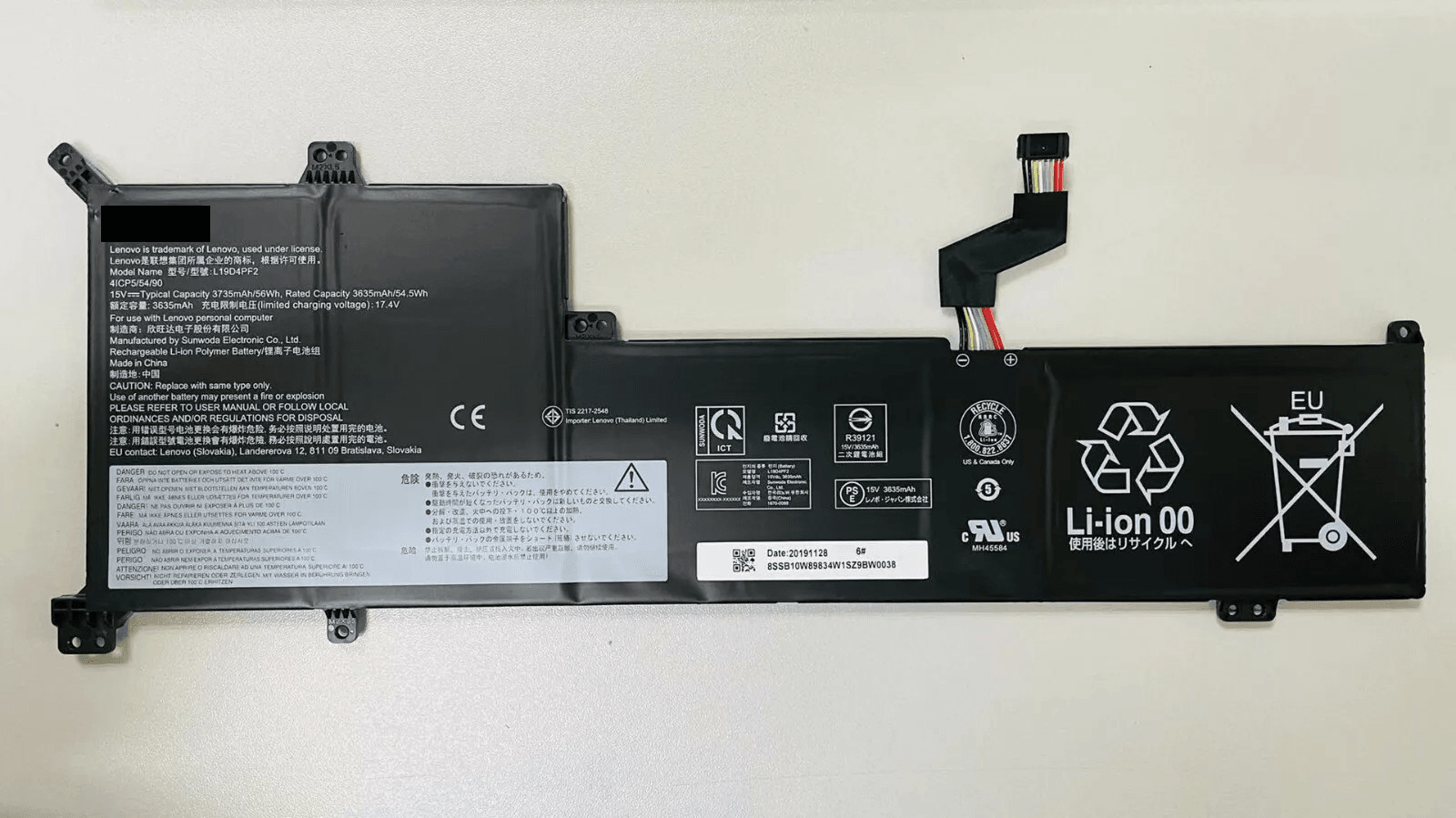 New 15V 56Wh L19D4PF2 Battery for  IdeaPad 3-17ADA05 3-17ARE05 SB10W89846