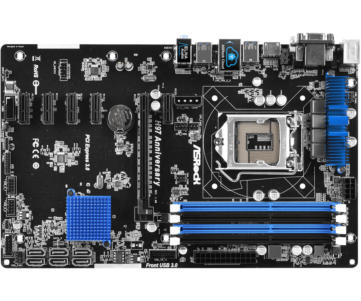 For ASROCK H97 ANNIVERSARY Motherboard LGA1150 4*DDR3 32G DVI+HDMI ATX Tested ok