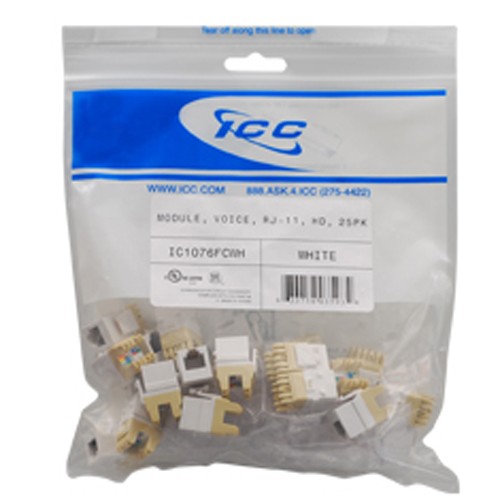 ICC MODULE VOICE RJ-11 HD 25PK WH IC1076FCWH UPC 633758035934