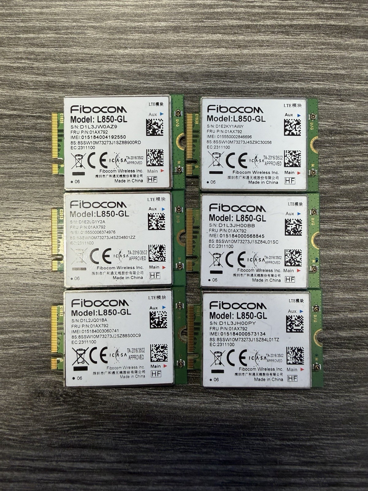 LOT OF 6   L850-GL LTE 4G WWAN Card 01AX792