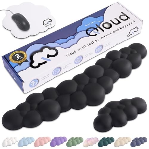 Keyboard Wrist Rest, Memory Foam, Milk Silk, 3-in-1 Set for Desk