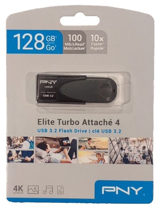 PNY - Elite Turbo Attache 4 128GB USB 3.2 Flash Drive - Black