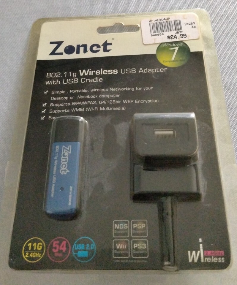 Zonet ZEW2508A Wireless USB Adapter With USB Cradle