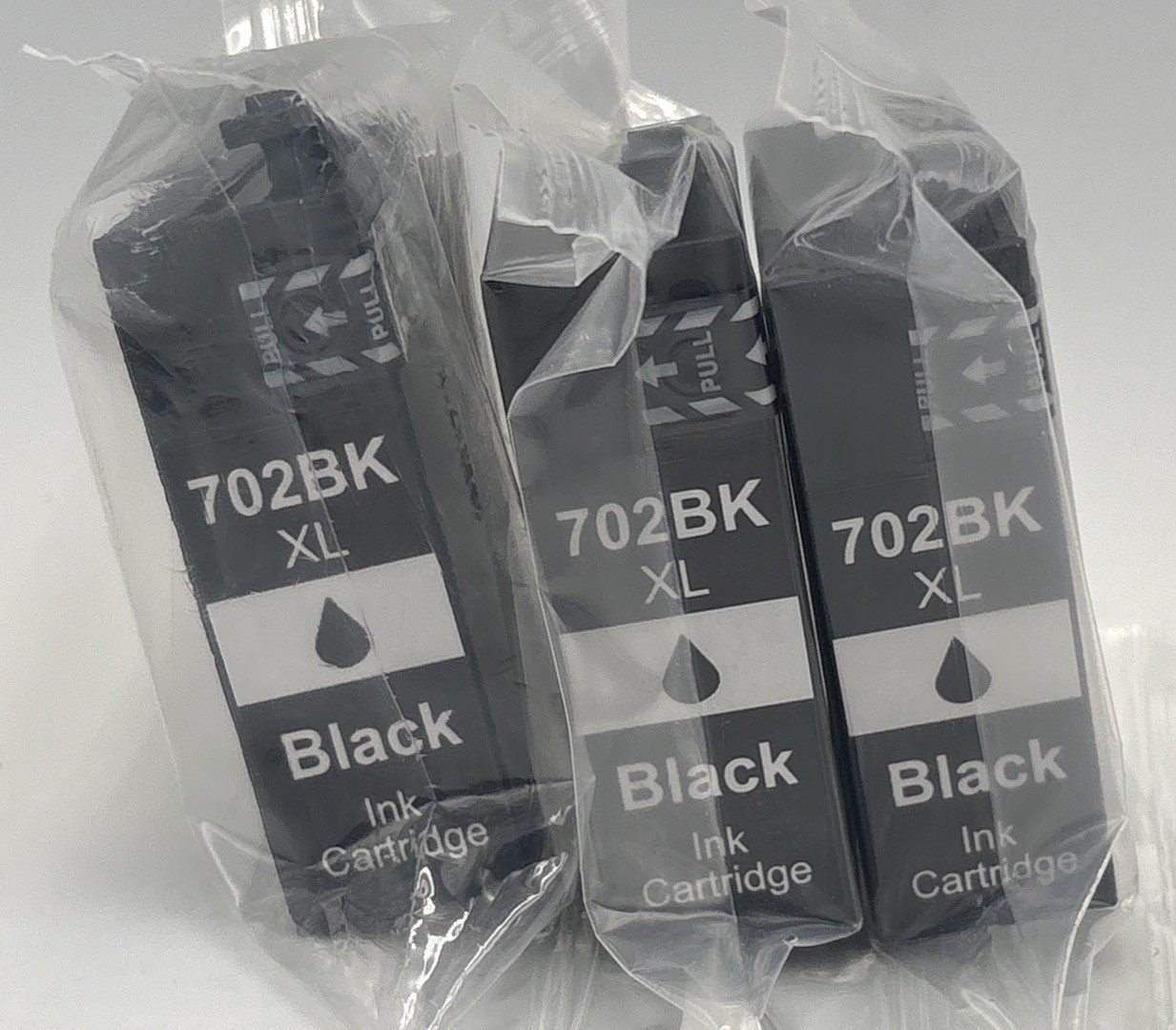702BK XL- Black Ink Cartridge: Set Of 3, New/Sealed
