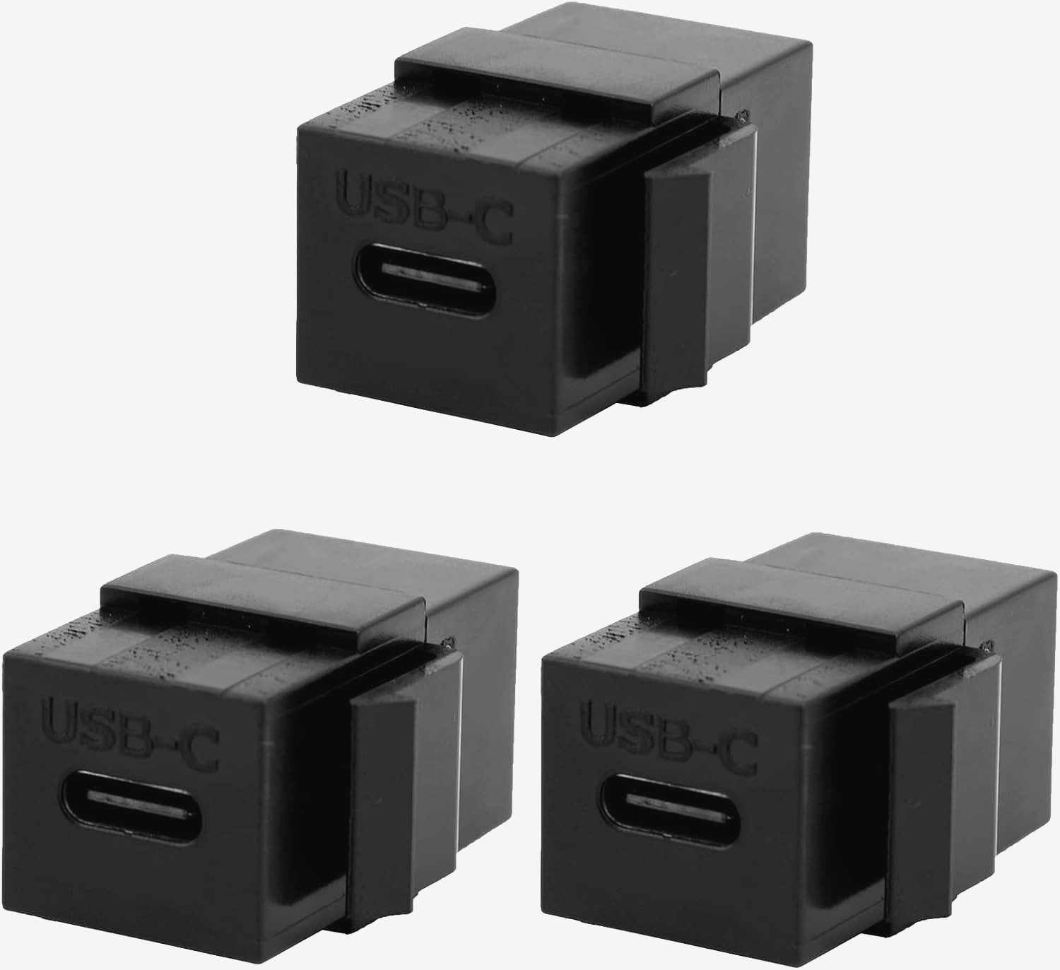 3 PACK Keystone Jack Insert Coupler USB 3 Type C to C Female Coupler Type Black